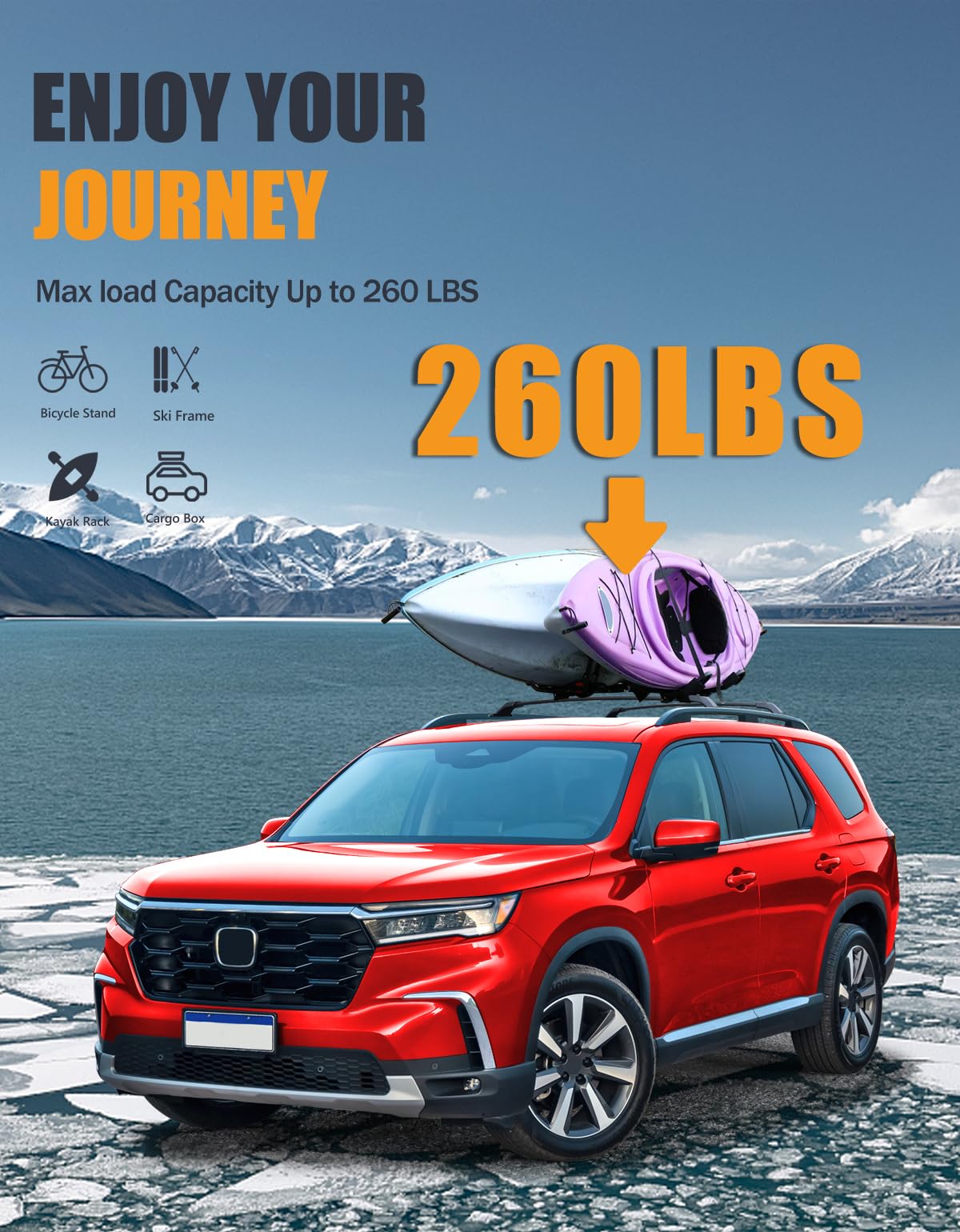 KINGGERI 260lbs Roof Rack Cross Bars Fit for Honda Pilot 2023-2025 Sport TrailSport Touring Elite (Not for LX & EX-L)