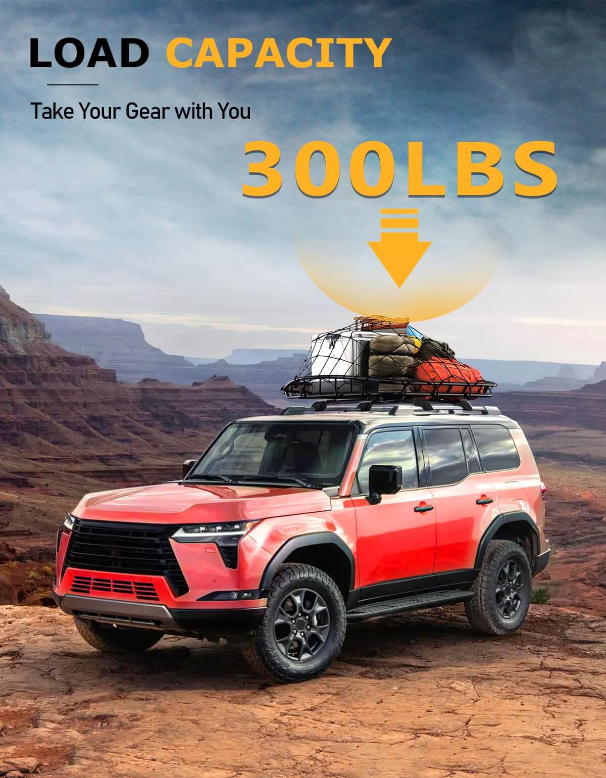 KINGGERI Lockable 220LBS Roof Rack Cross Bars Compatible with 2024 2025 Toyota Land Cruiser 250 & Lexus GX550 with Raised Side Rails