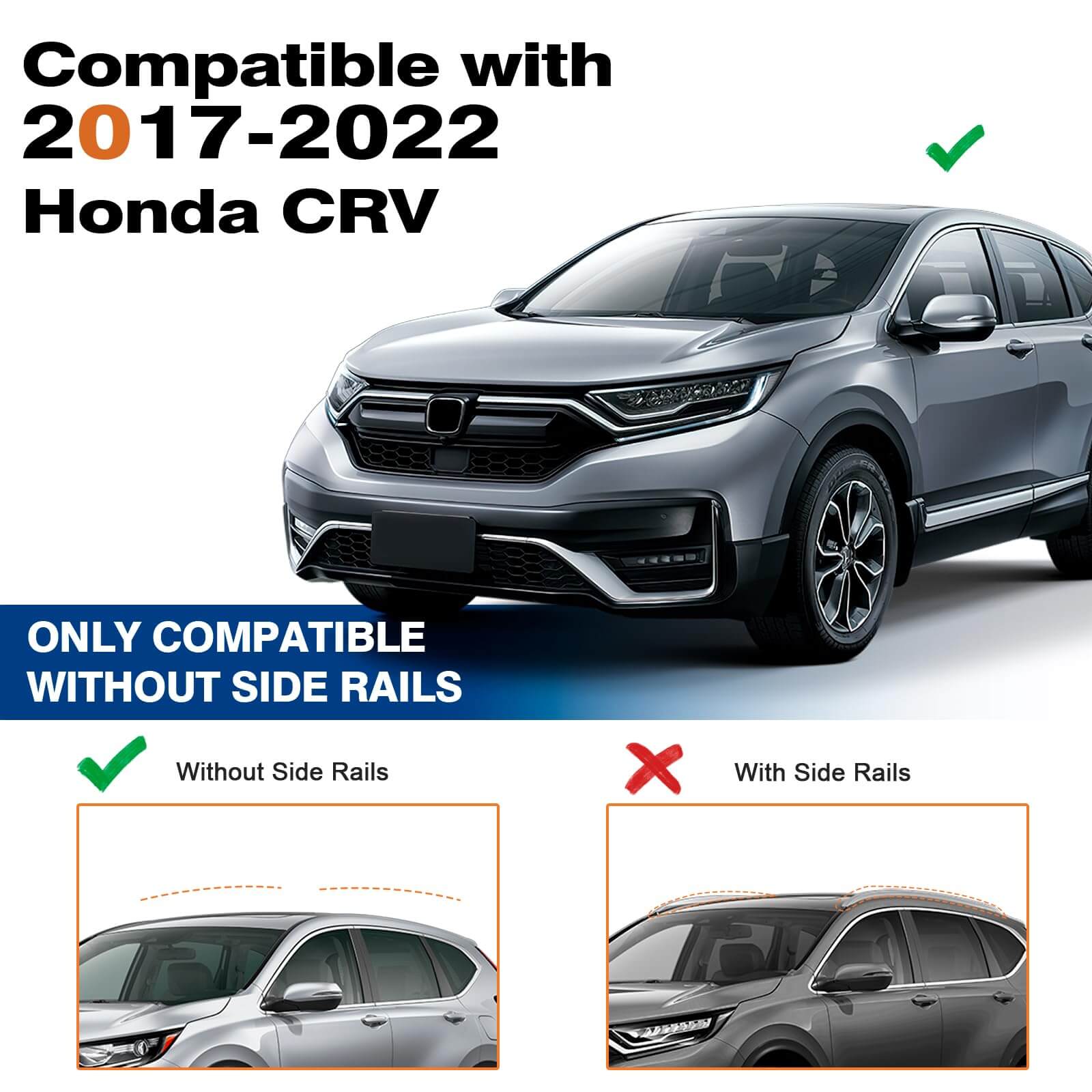 KINGGERI Roof Rack Cross Bars Fit for Honda CRV CR-V 2017-2022 (Without Side Rails), Heavy Duty 260lbs Roof Rails Crossbars
