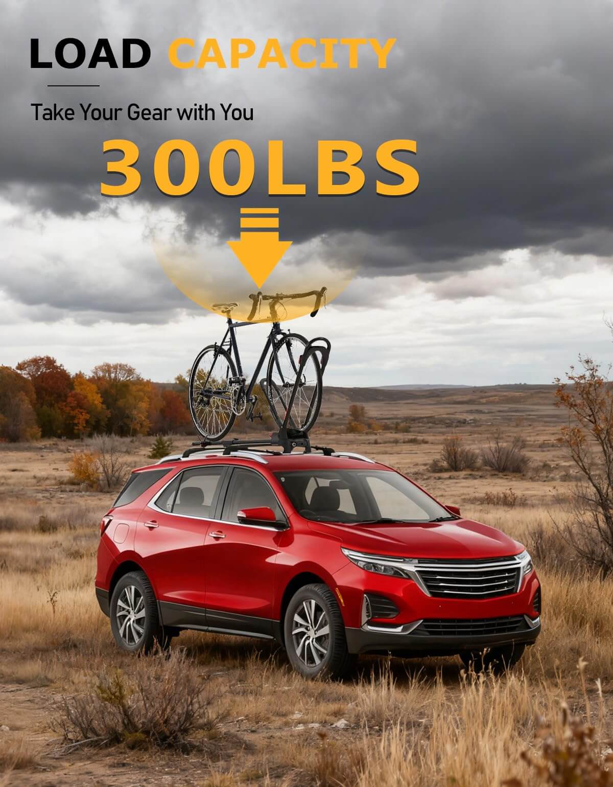 KINGGERI Lockable 220lbs Roof Rack Cross Bars Compatible with 2018-2024 Chevrolet Chevy Equinox GMC Terrain (Not for EV)