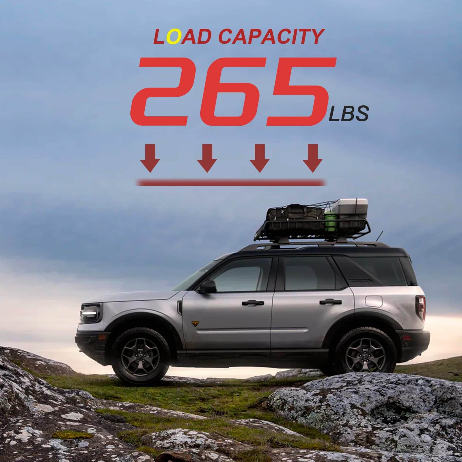 KINGGERI 265lbs Roof Racks Cross Bars Fit for Ford Bronco Sport (Off-Road) Badlands 2021-2025 & Outer-Banks 2022-2025 & First Edition 2021
