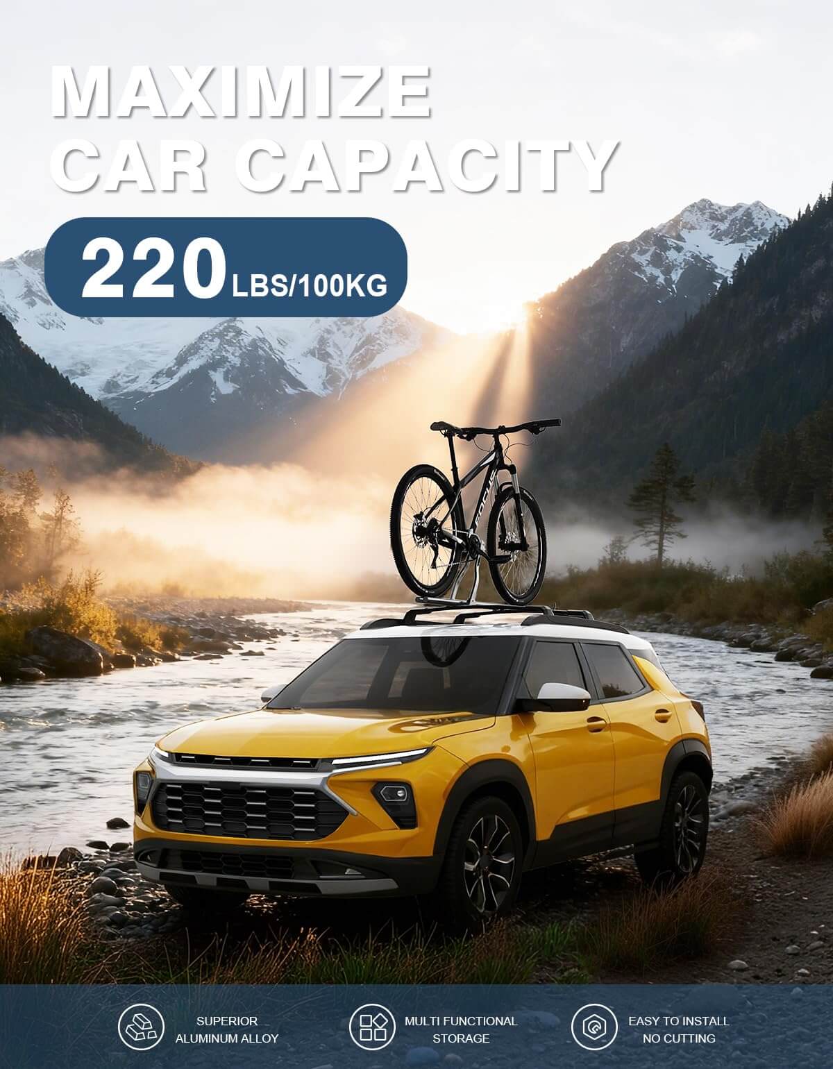 Roof Rack Cross Bars 220lbs Compatible with Chevy Chevrolet Trailblazer 2021 2022 2023 2024 2025 2026 L LT ACTIV RS, Heavy Duty All-Metal
