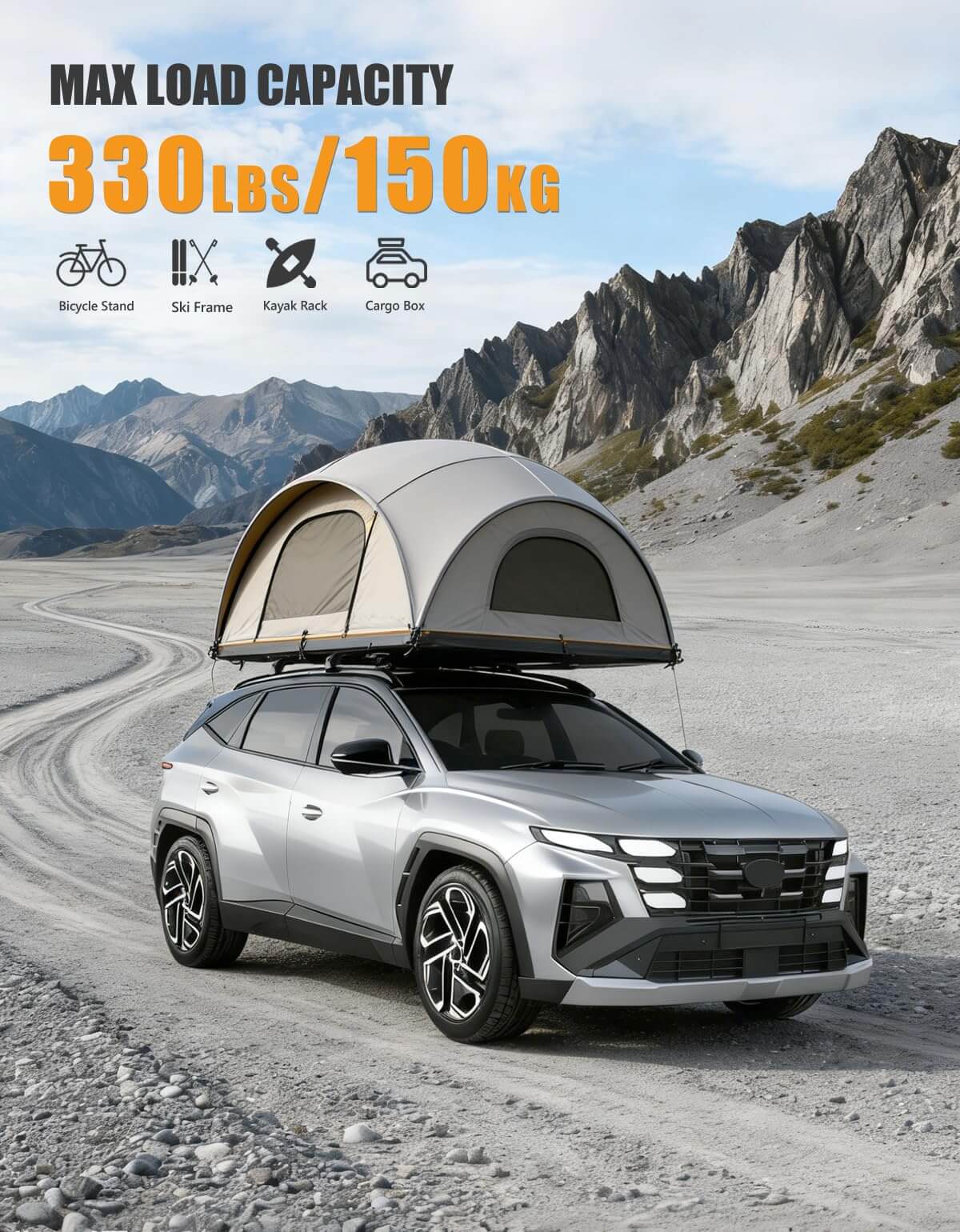 330lb Lockable Roof Rack Cross Bars Compatible with Hyundai Tucson 2016-2026 SEL/N Line/Limited with Flush Side Rails