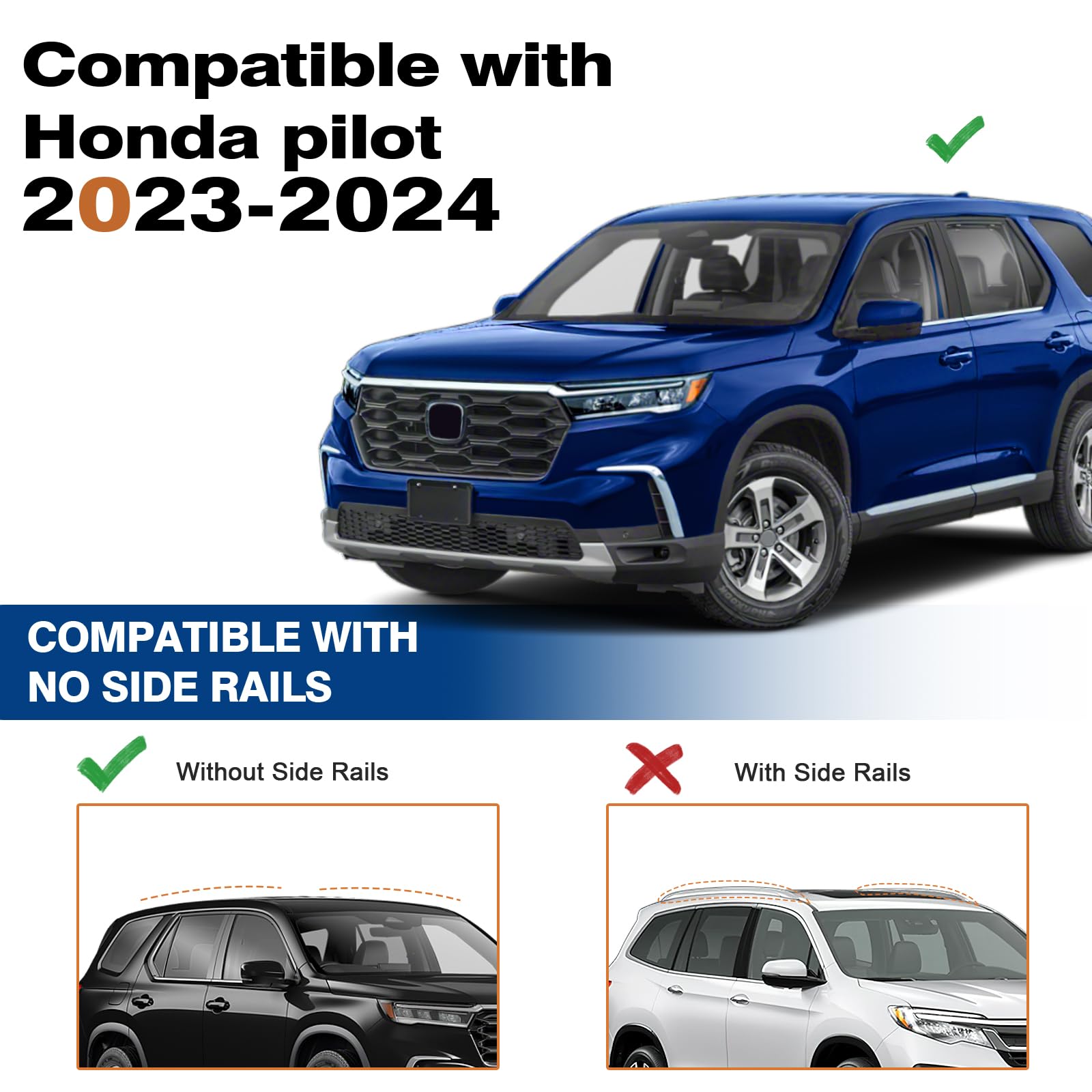 KINGGERI Roof Rack Cross Bars Compatible with Honda Pilot LX EX-L2023-2025 (Without Side Rails), Heavy Duty Aluminum