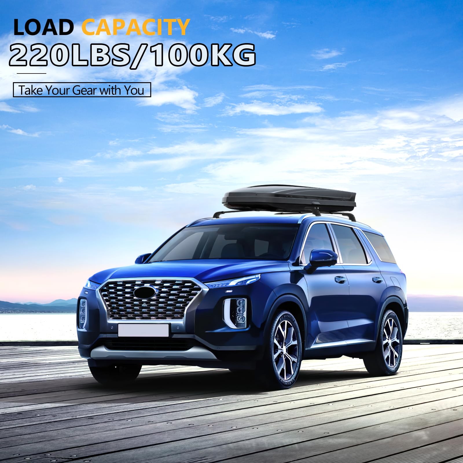 220lbs Lockable Roof Rack Cross Bars Compatible with Hyundai Palisade 2019-2025 SE SEL XRT Limited Calligraphy