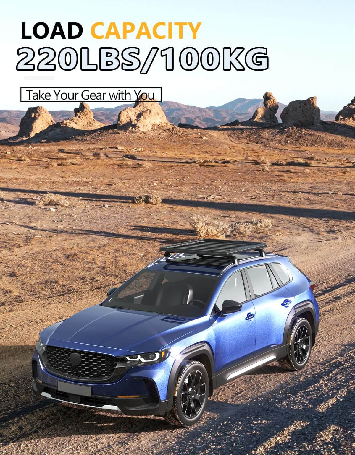 KINGGERI 220lbs Lockable Roof Racks Cross Bars Fit for Mazda CX50 CX-50 2023 2024 2025 with Flush Side Rails