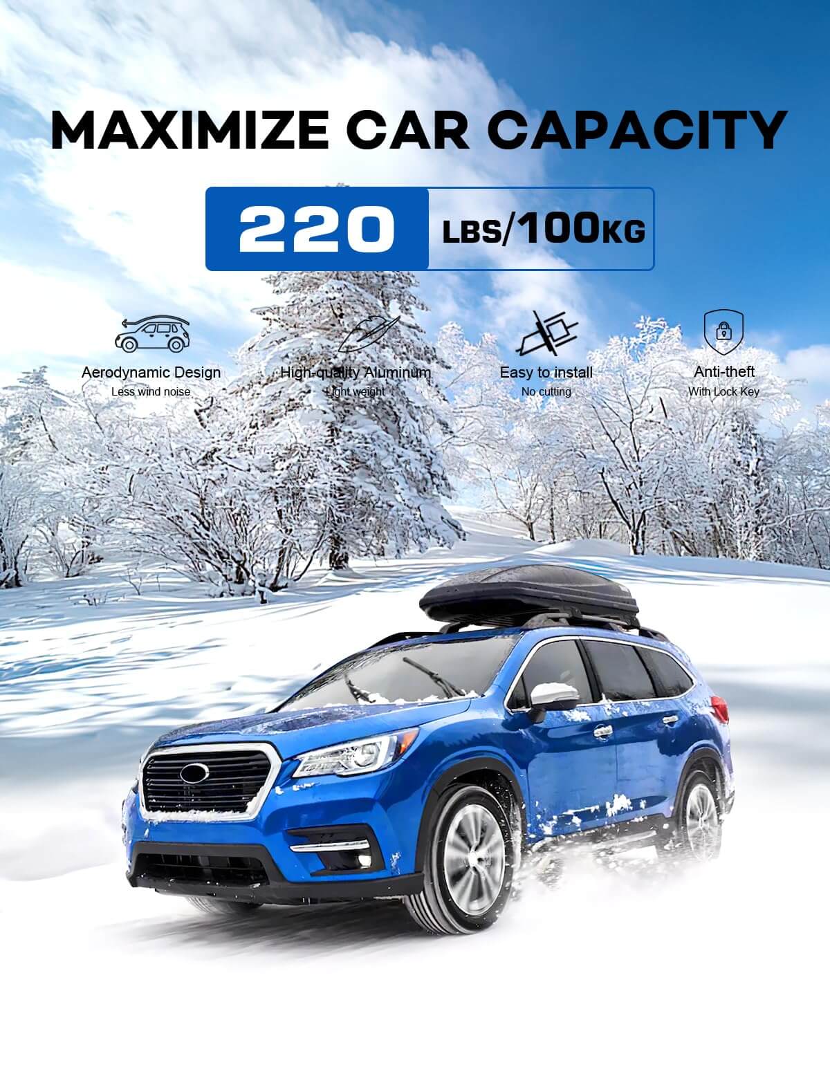 KINGGER 220lbs Roof Rack Cross Bars Compatible with Subaru Ascent 2019-2025, Heavy Duty Aluminum Roof Rails Crossbars