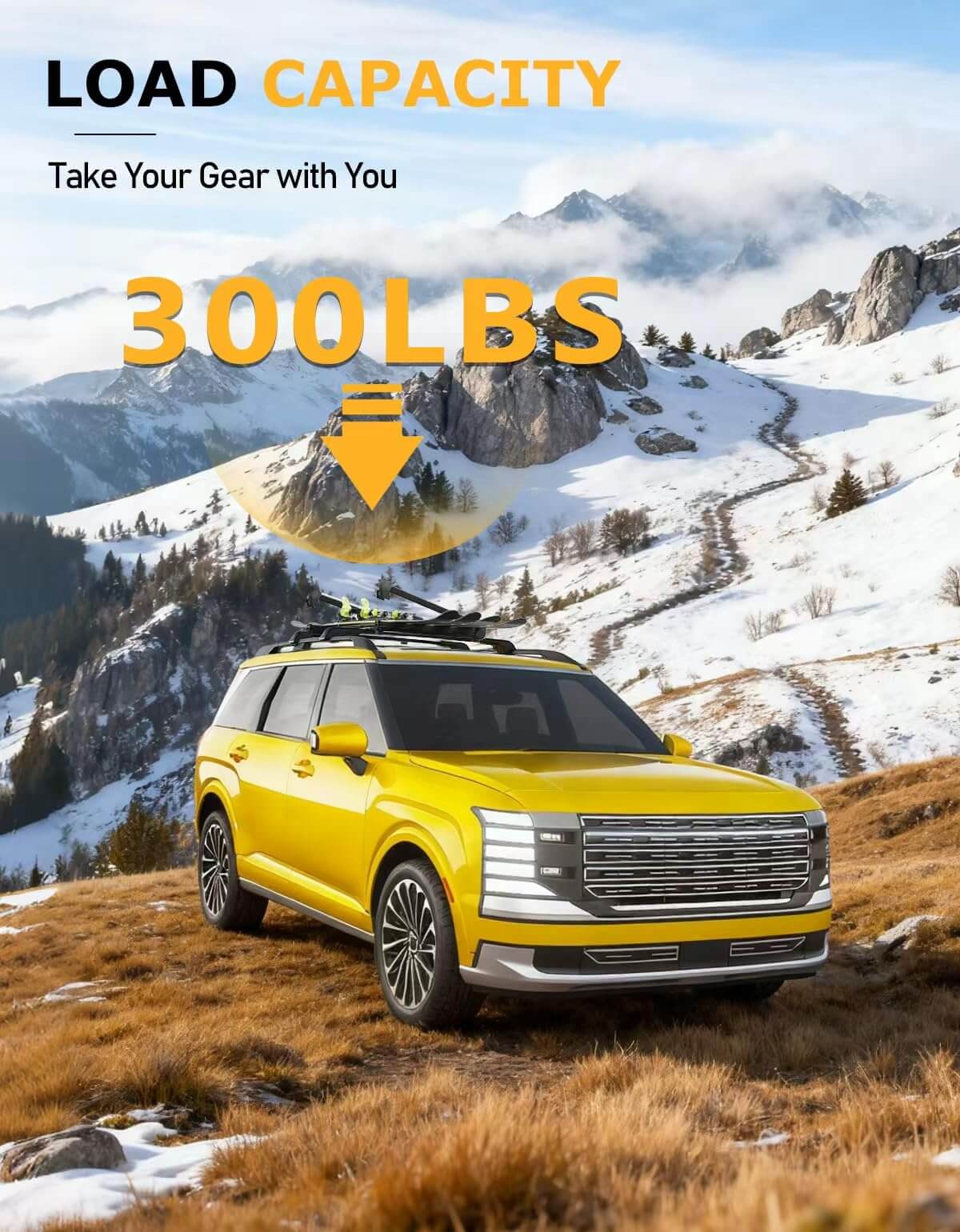 300lbs Roof Rack Cross Bars Compatible with Hyundai Palisade 2026 with Raised Rails