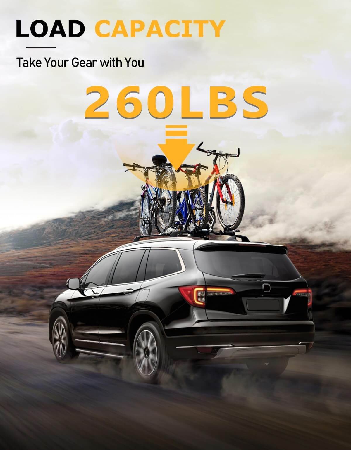 260lbs Lockable Roof Rack Cross Bars Compatible with Honda Pilot 2016-2022 with Flush Rails