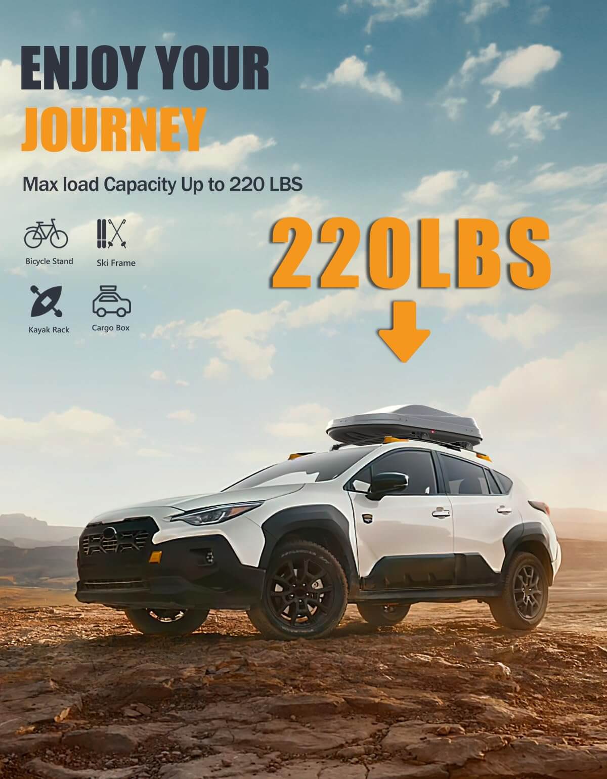 KINGGER 220lbs Lockable Roof Rack Cross Bars Compatible with Subaru crosstrek 2024 2025 (Not for Wilderness) with Raised Side Rails