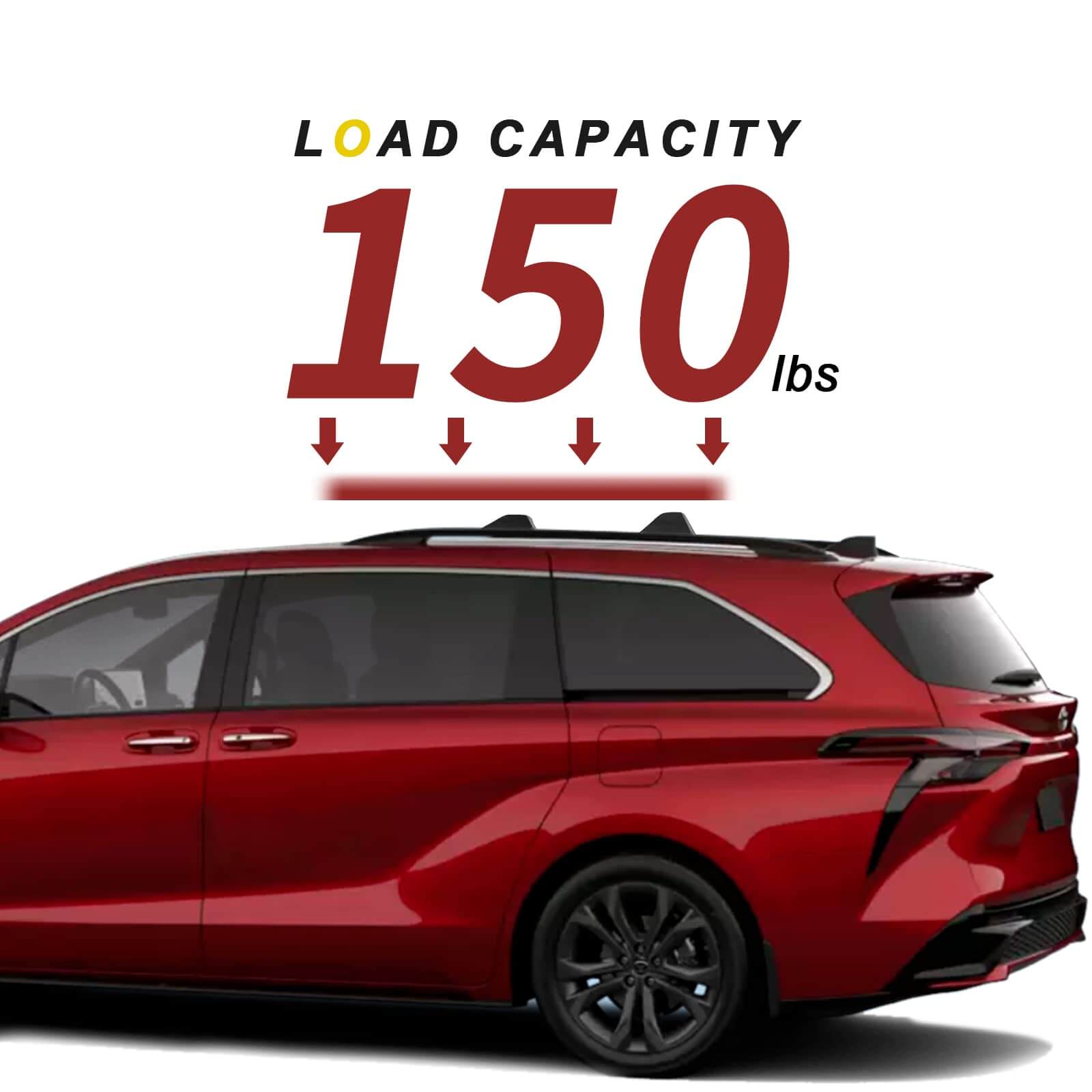 KINGGERI Roof Rack Cross Bars Compatible with Toyota Sienna 2021-2025, Aluminum Roof Rails Crossbars