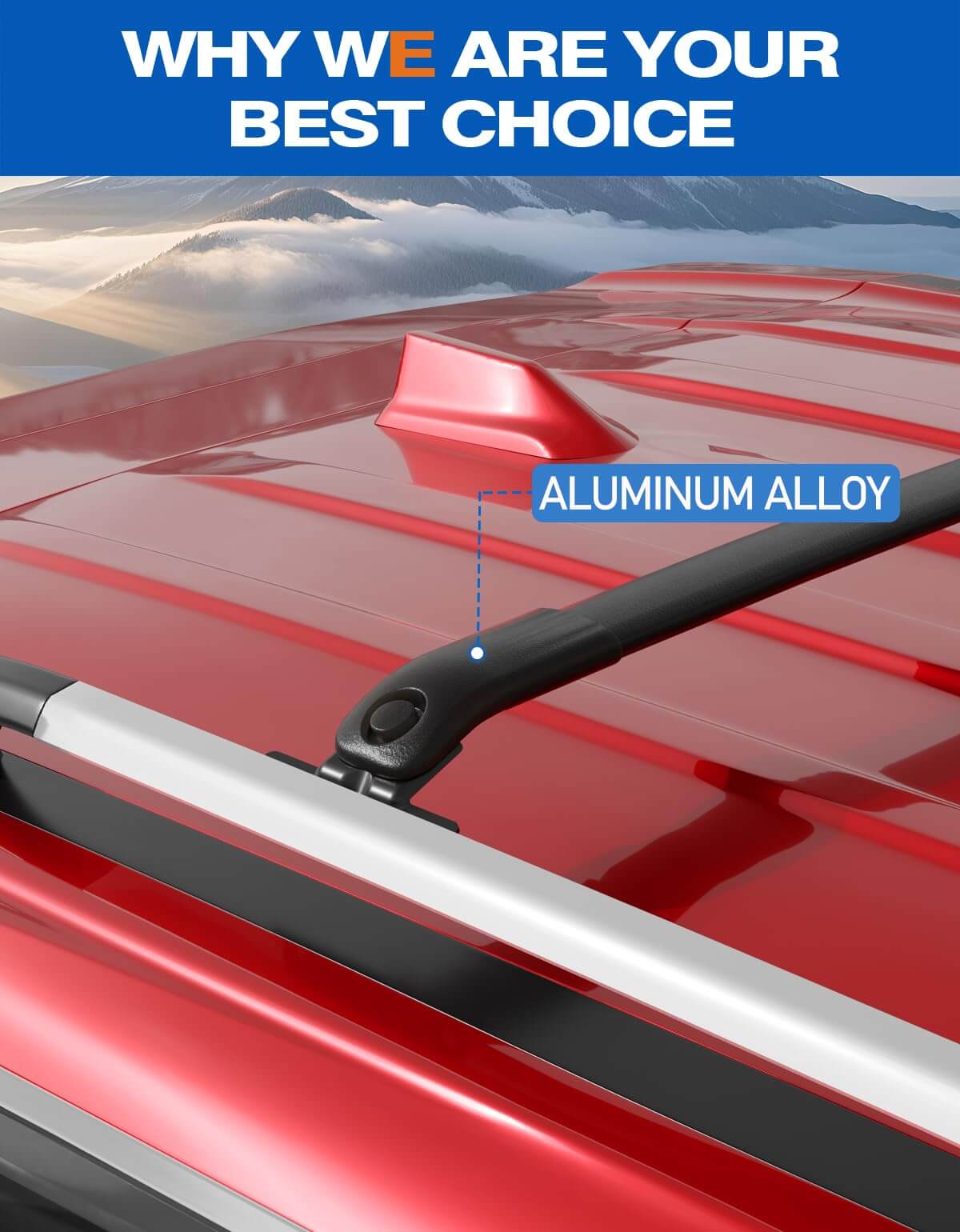 KINGGERI 220lbs Roof Rack Cross Bars Compatible with GMC Acadia 2024 2025 (with Side Roof Rails)