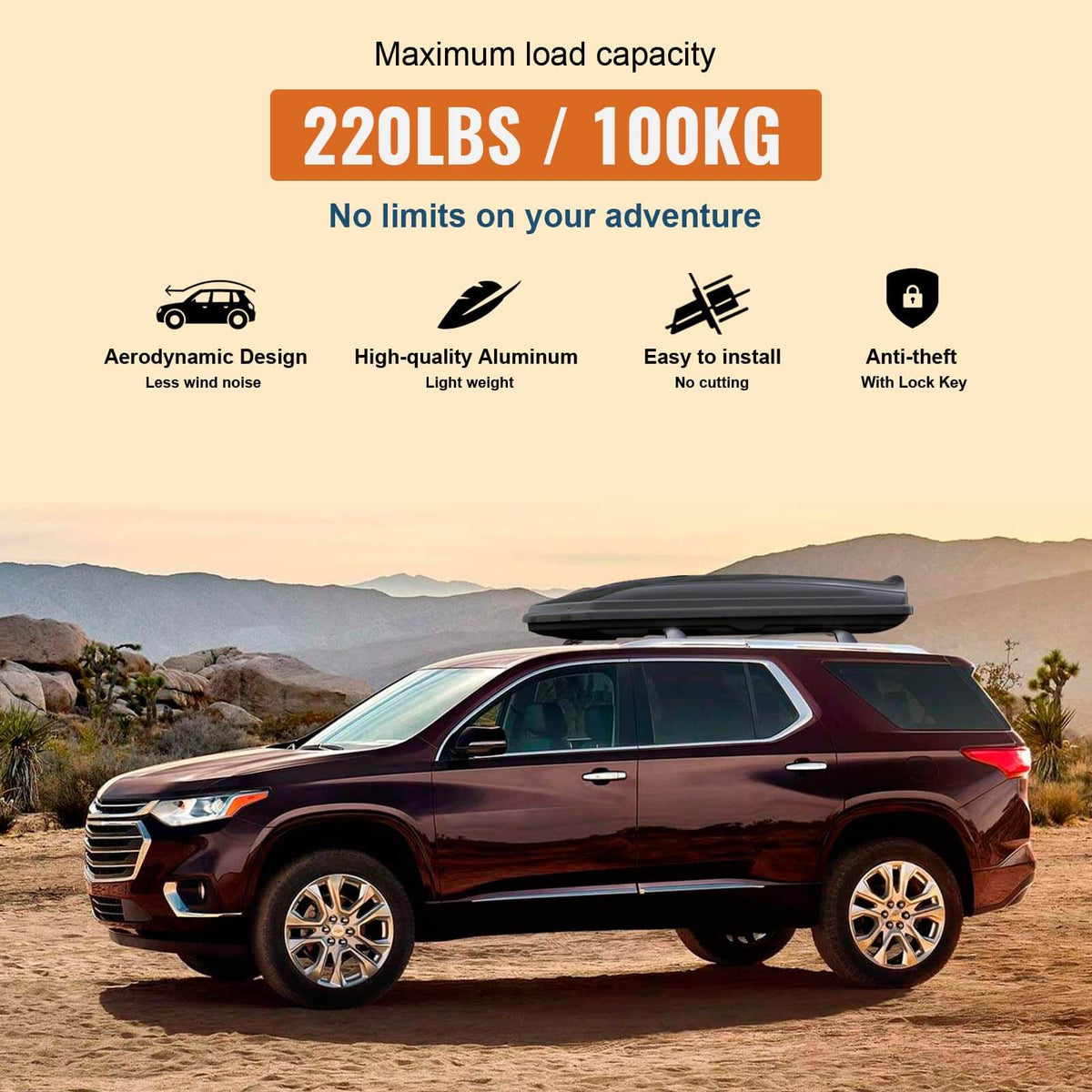 KINGGERI Roof Rack Cross Bars 220lb Compatible with Chevy Chevrolet Traverse 2018-2021