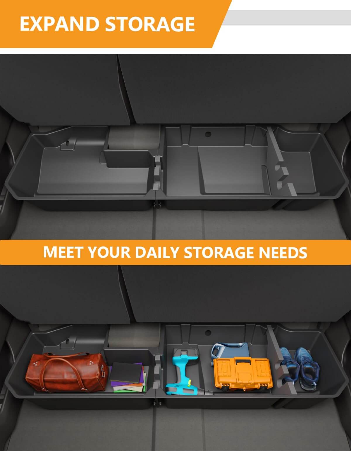 KINGGERI Under Seat Storage Boxes Compatible with 2019-2026 Chevy Chevrolet Silverado 1500/GMC Sierra 1500, 2020-2026 Silverado/Sierra 2500HD/3500HD