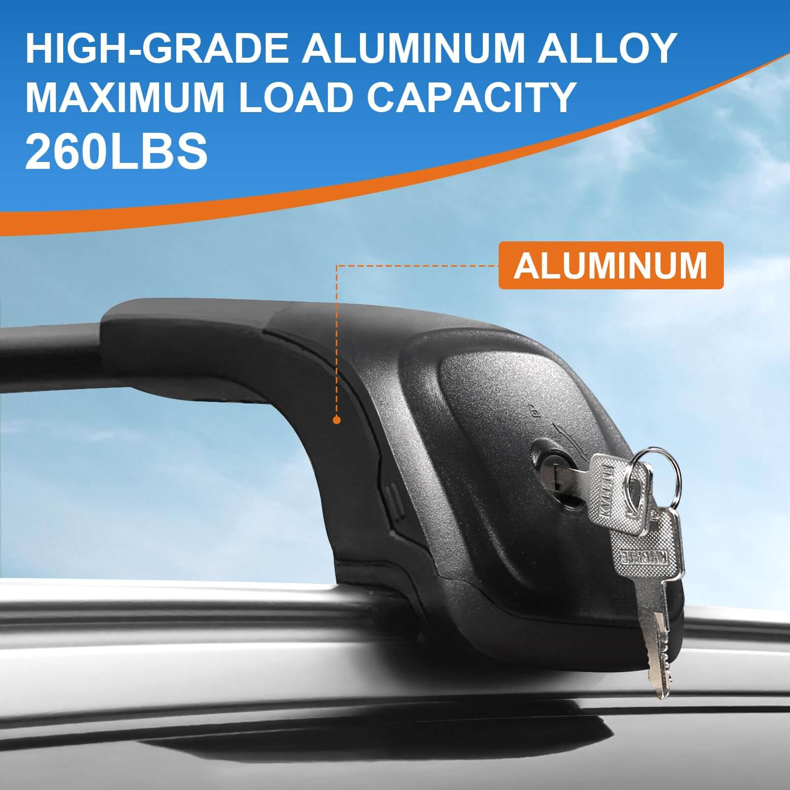 KINGGERI Lockable Roof Rack Cross Bars 260lbs Compatible with 2018-2025 Volvo XC-40 XC40