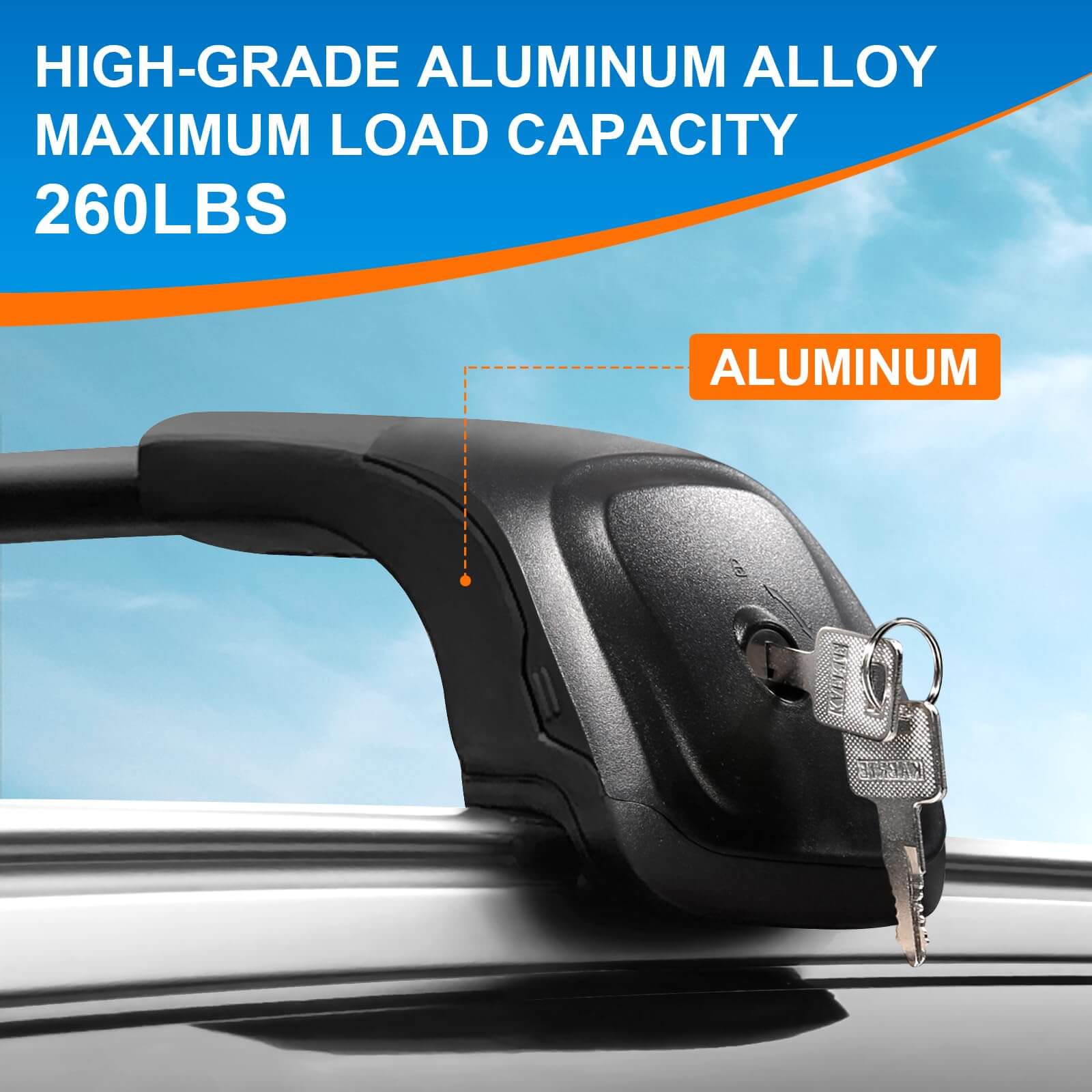 KINGGERI Lockable Roof Rack Cross Bars 260lbsFit for Volvo XC60 XC-60 2018-2025,Heavy Duty Aluminum