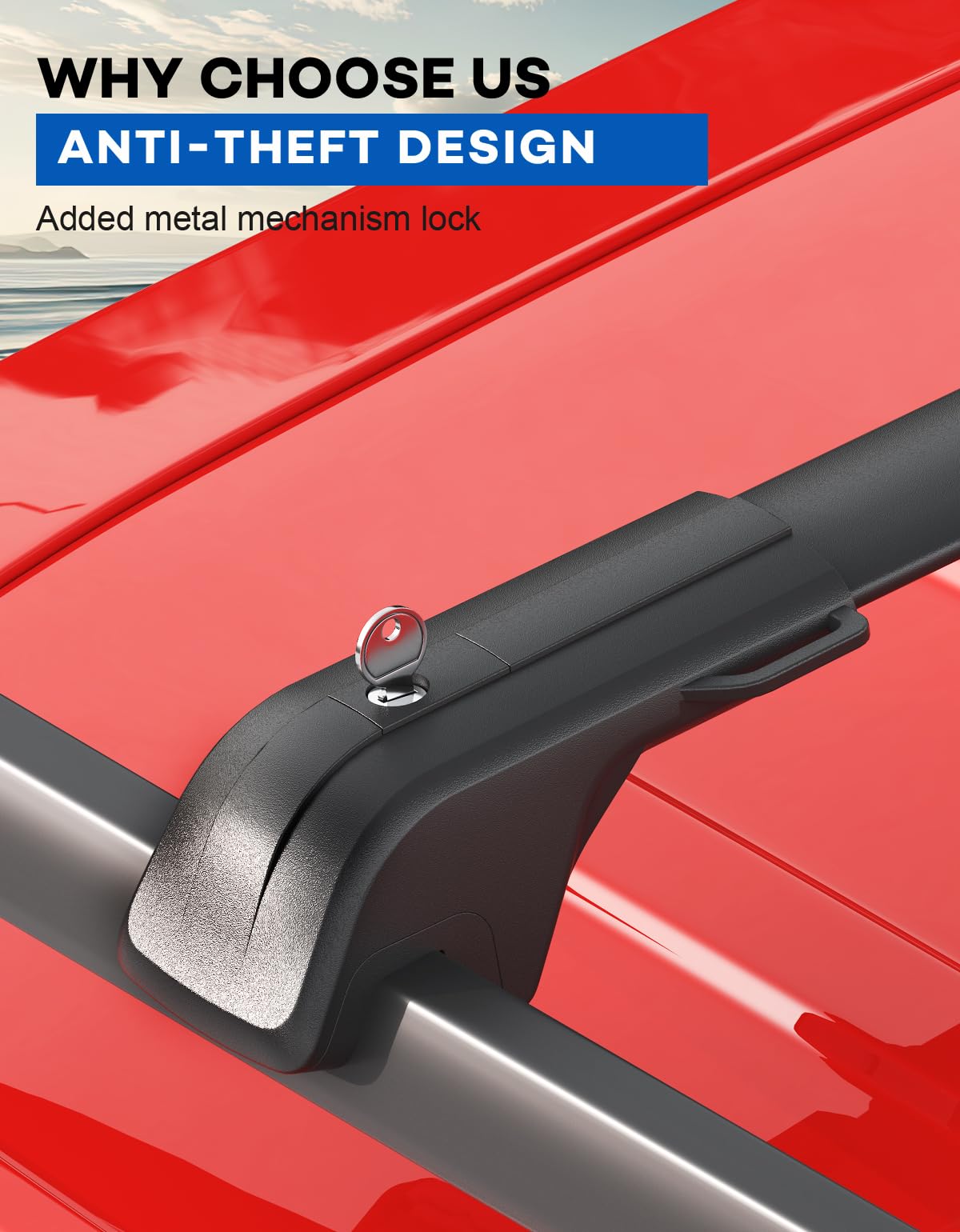 KINGGERI Lockable Roof Rack Cross Bars 260lbs Fit for Honda Pilot 2023-2025 Elite Sport Touring Trailsport (Not for LX & EX-L) with Raised Side Rails