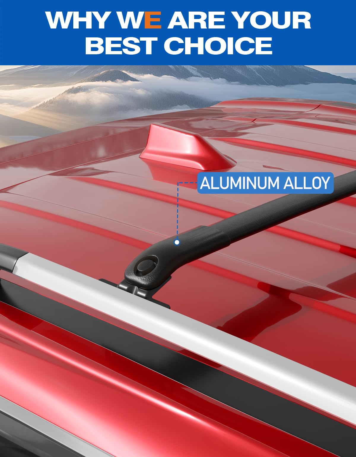 KINGGERI 220lbs Roof Rack Cross Bars Compatible with GMC Acadia 2024 2025 (with Side Roof Rails)