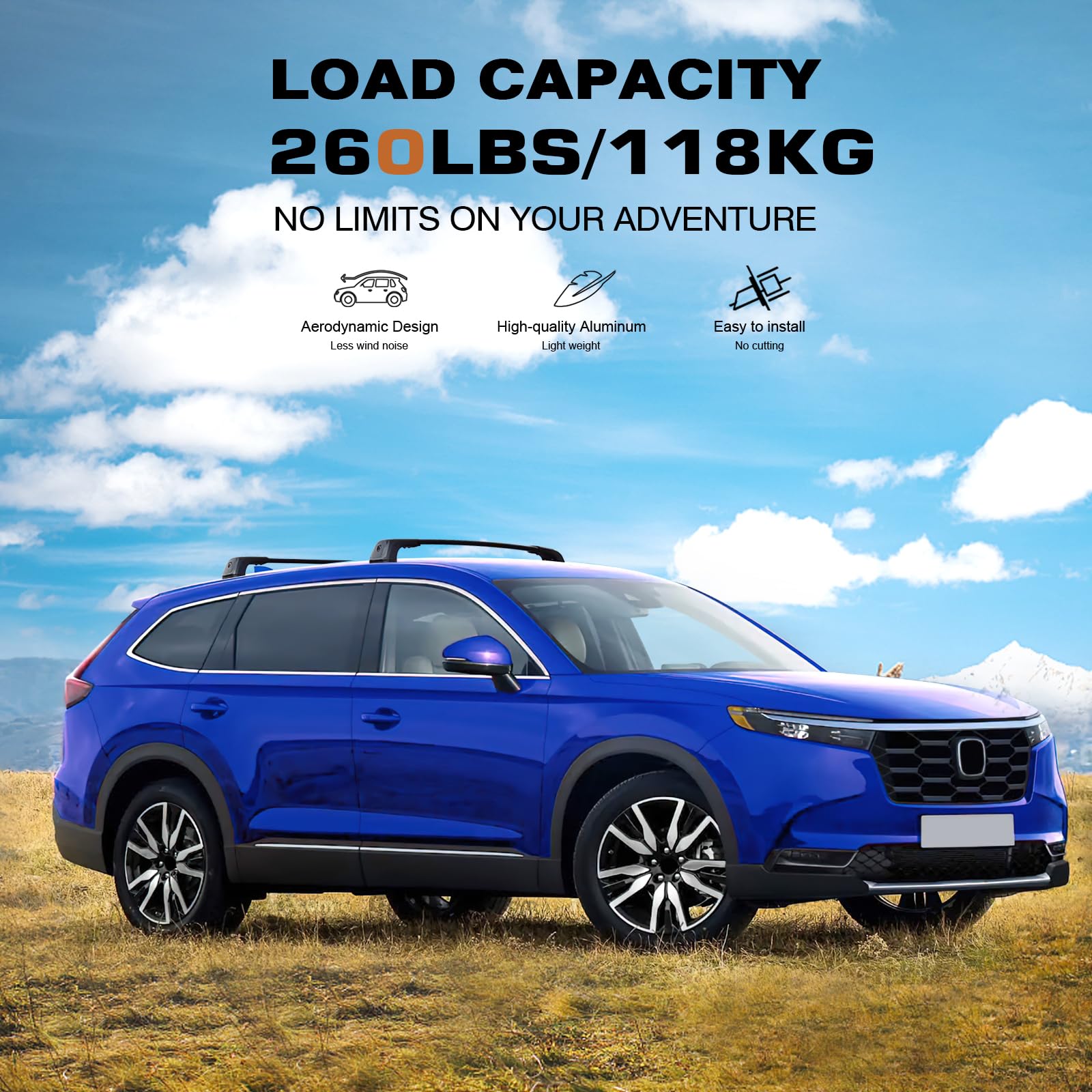 KINGGERI Roof Rack Cross Bars Fit for Honda CRV CR-V 2017-2022 (Without Side Rails), Heavy Duty 260lbs Roof Rails Crossbars