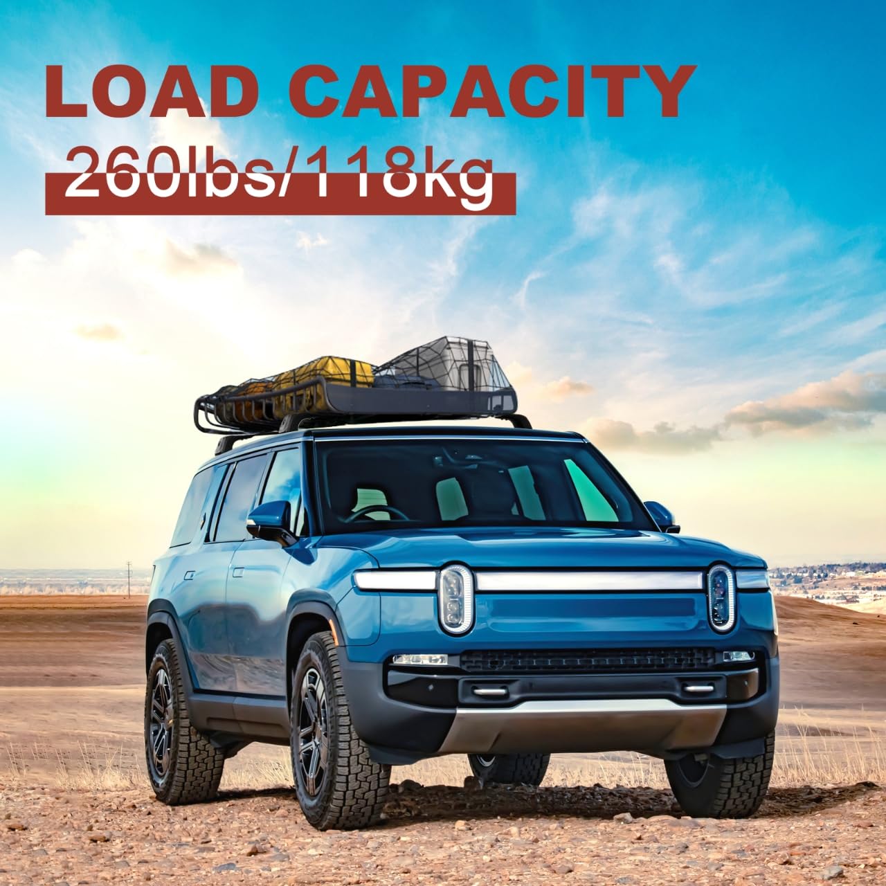 Lockable Roof Rack Cross Bars Compatible with Rivian R1S 2022-2025, Heavy Duty 260lbs Aluminum