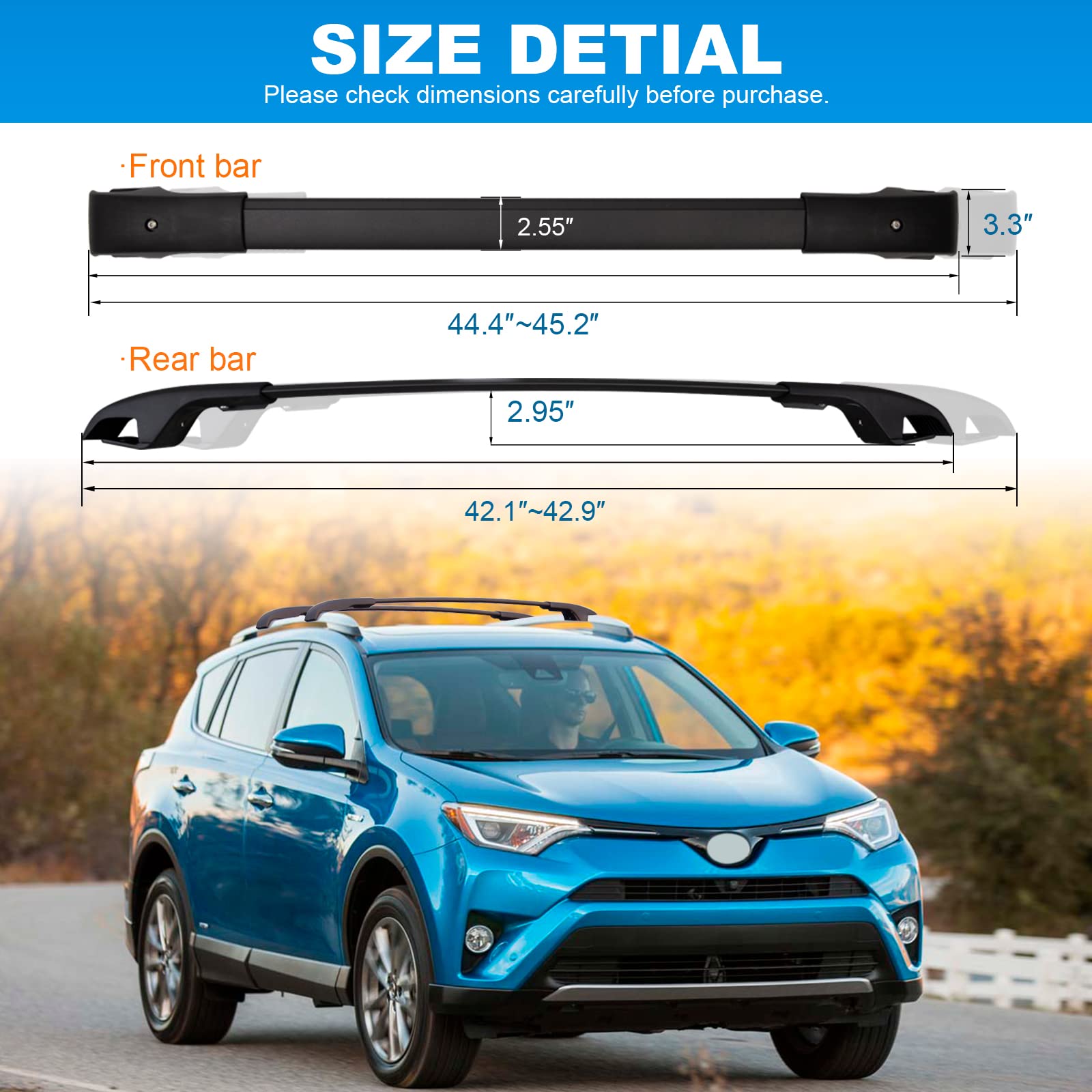 KINGGERI Roof Racks Cross Bars Compatible with Toyota RAV4 2013-2018 with Side Rails