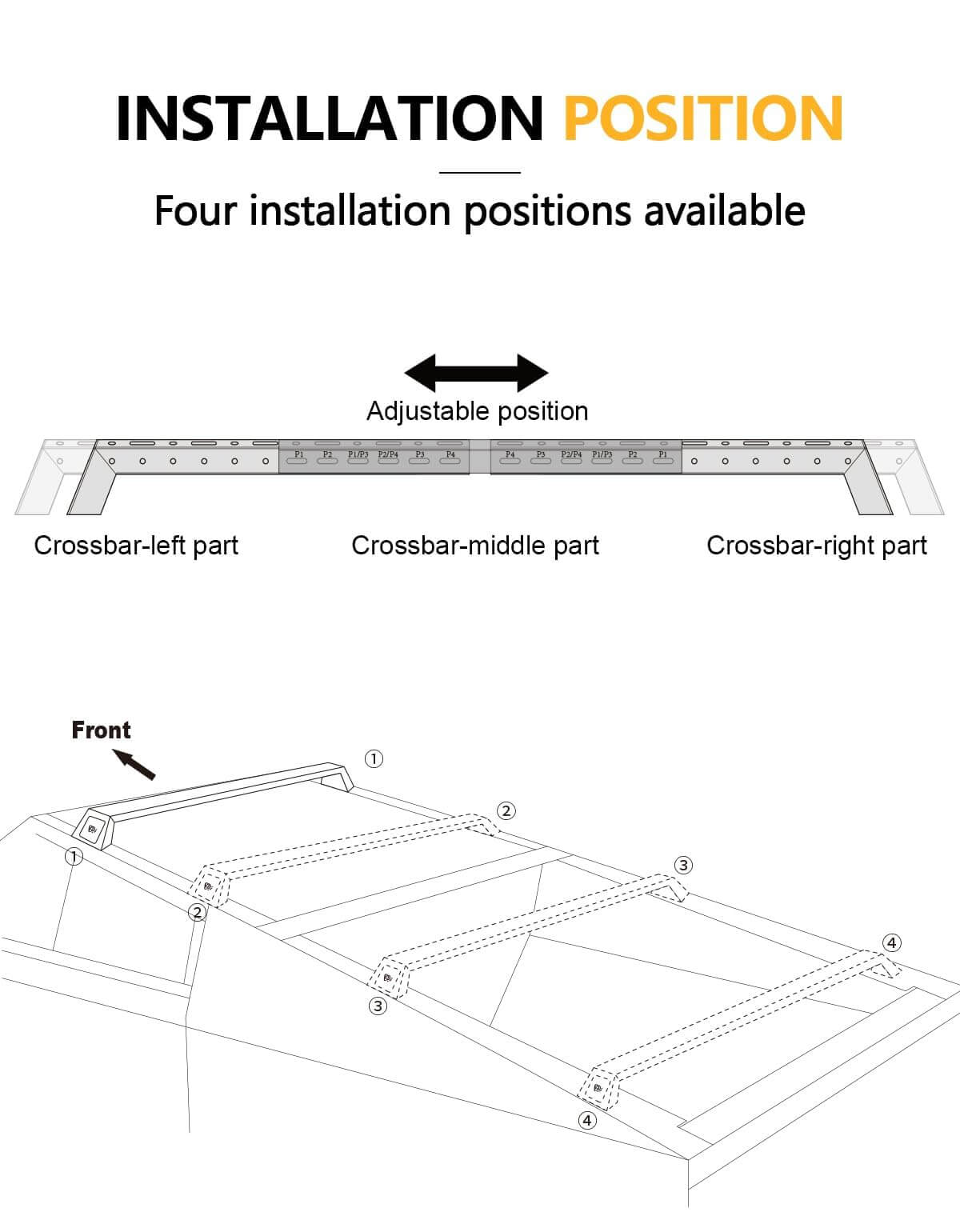 KINGGERI 550lbs Heavy Duty Roof Rack Cross Bars Compatible with Tesla Cybertruck 2024 2025