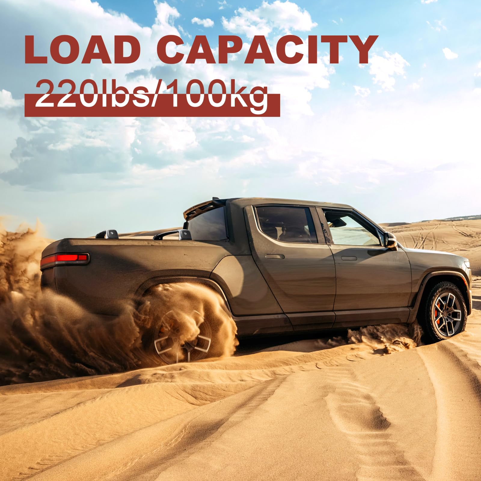 Lockable Roof Rack Cross Bars Compatible with Rivian R1T 2022-2025,Truck Pickup Bed Heavy Duty 260lbs