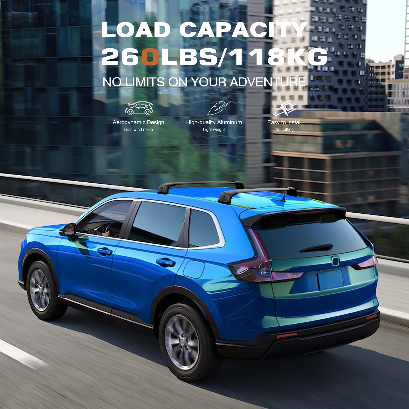 Lockable Roof Rack Cross Bars Compatible with Honda CRV CR-V EX LX EX-L 2023-2025(WITHOUT SIDE RAILS), 260lbs Roof Rails Crossbars