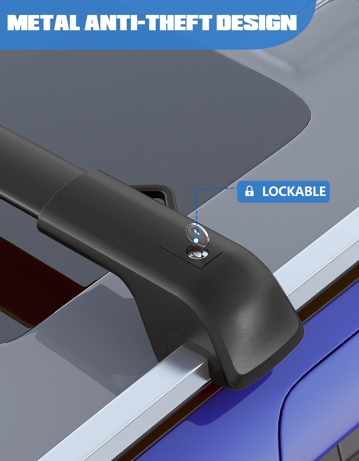 KINGGERI Lockable Roof Rack Cross Bars 220lbs Compatible with 2015-2024 Jeep Renegade (with Raised Side Rails)