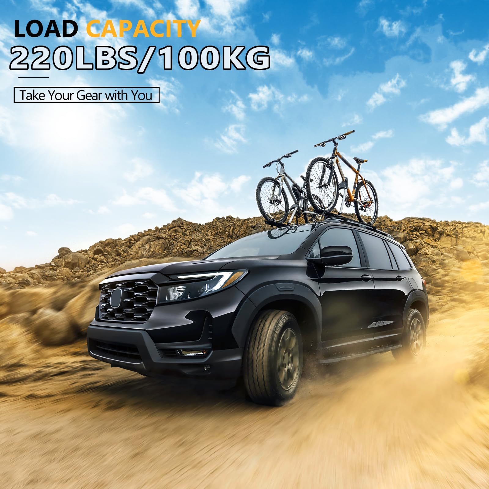 KINGGERI 220lbs Lockable Roof Rack Cross Bars Compatible with Honda Passport 2019-2025 with Raised Rails