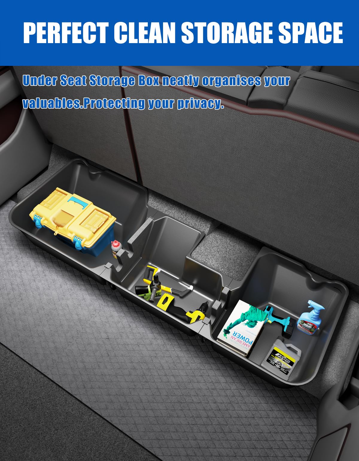 Under Seat Storage Box Compatible with 2019-2026 Dodge Ram 1500 crew cab (New Body Style),Upgraded Rear Truck Underseat Organizer Cargo Box