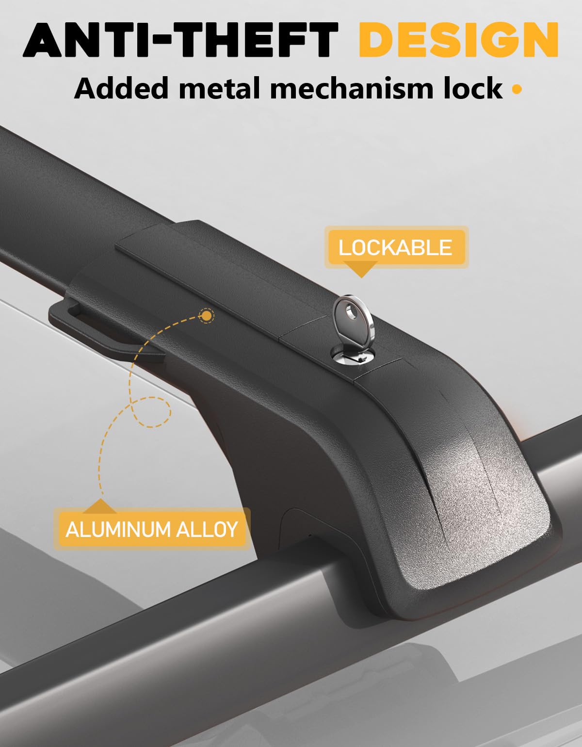 KINGGERI Lockable 260lbs Cross Bars Roof Racks Compatible with GMC Acadia 2017-2023 , All Aluminum Roof Rails Crossbars