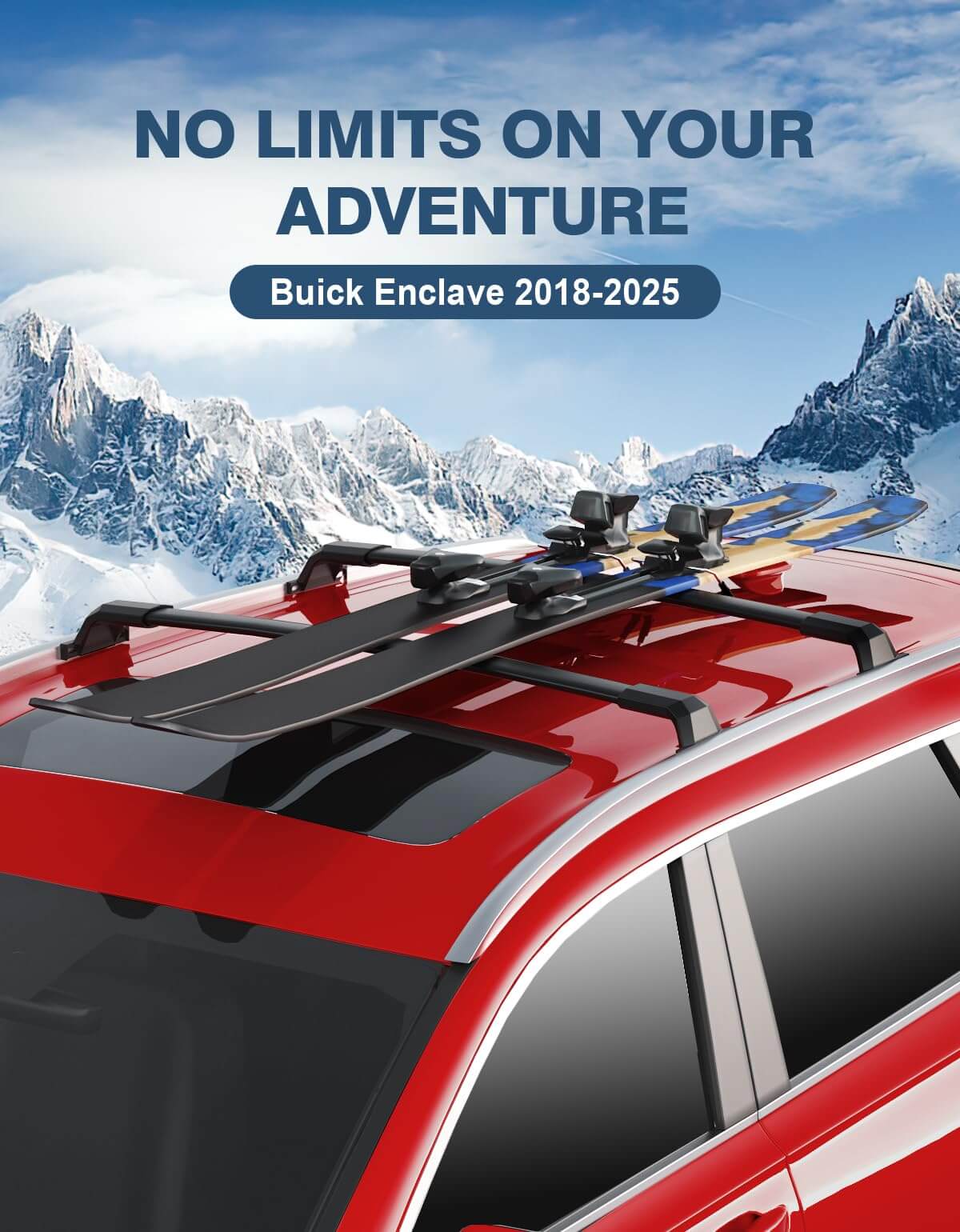 Roof Rack Cross Bars 220lbs Compatible with Buick Enclave 2018-2024 (with Flush Side Rails)