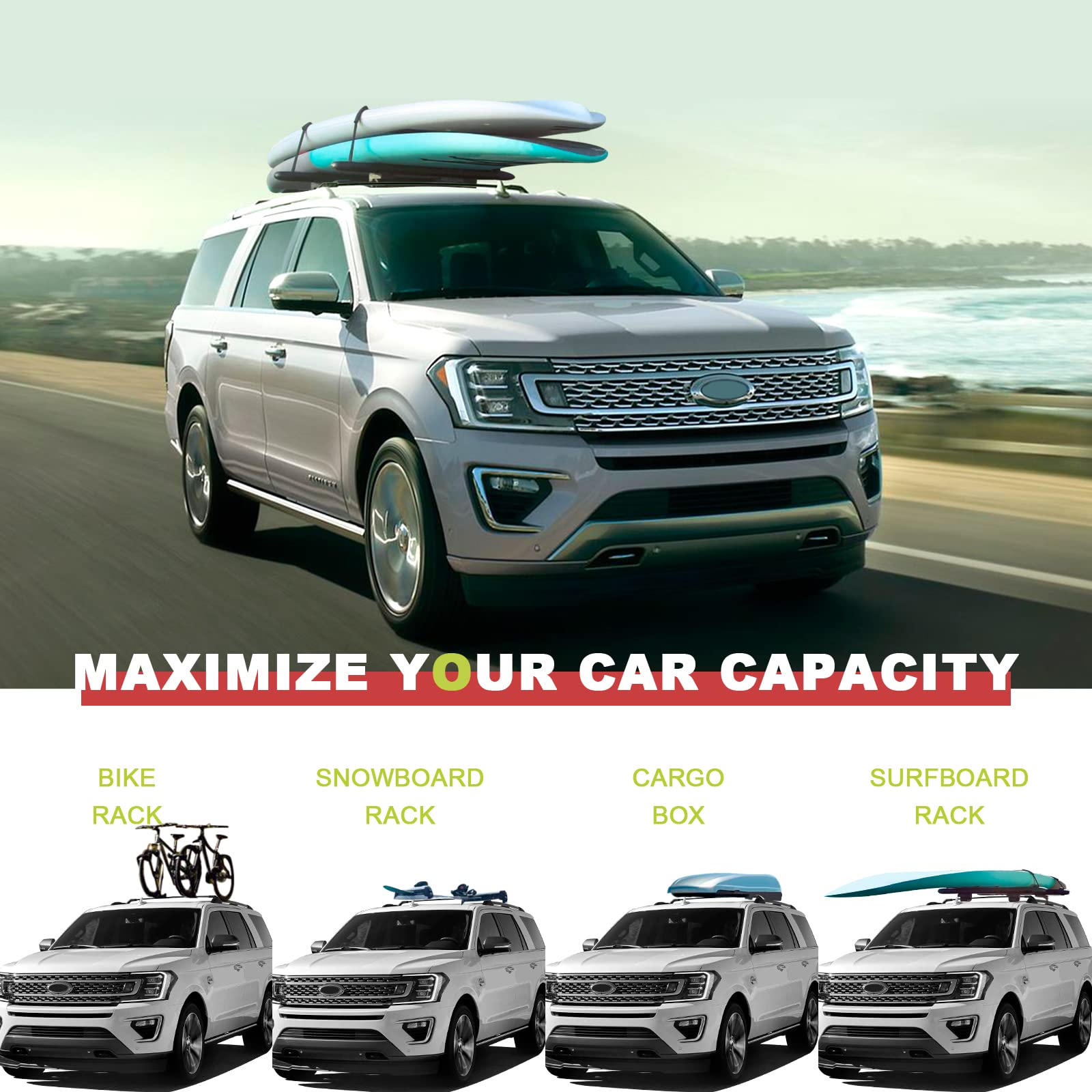 220lbs Roof Racks Cross Bars Fit for Ford Expedition/Max 2018-2025 & Lincoln Navigator 2018-2024