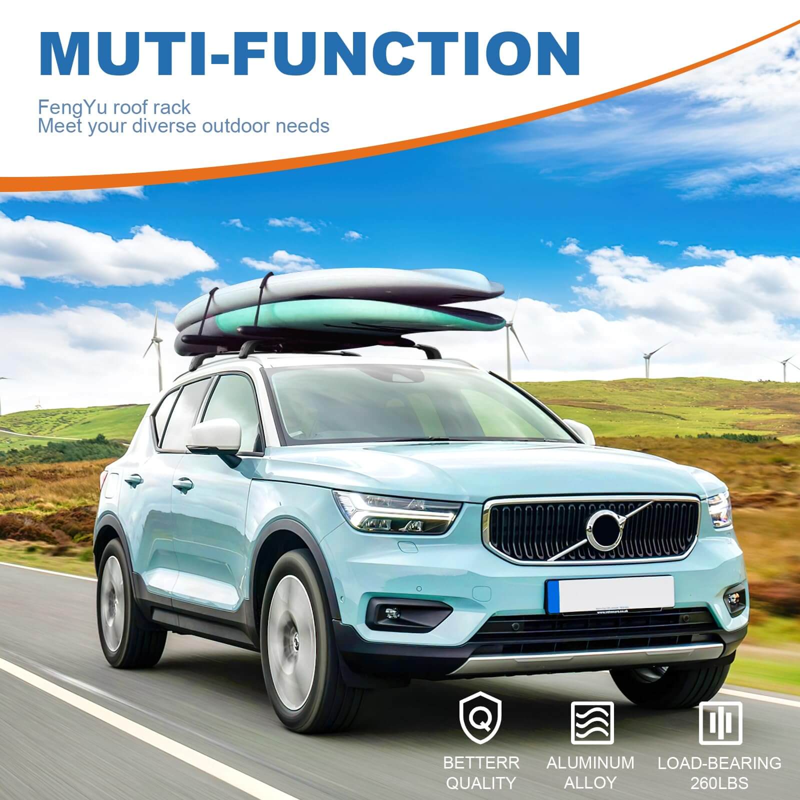 KINGGERI Lockable Roof Rack Cross Bars 260lbs Compatible with 2018-2025 Volvo XC-40 XC40