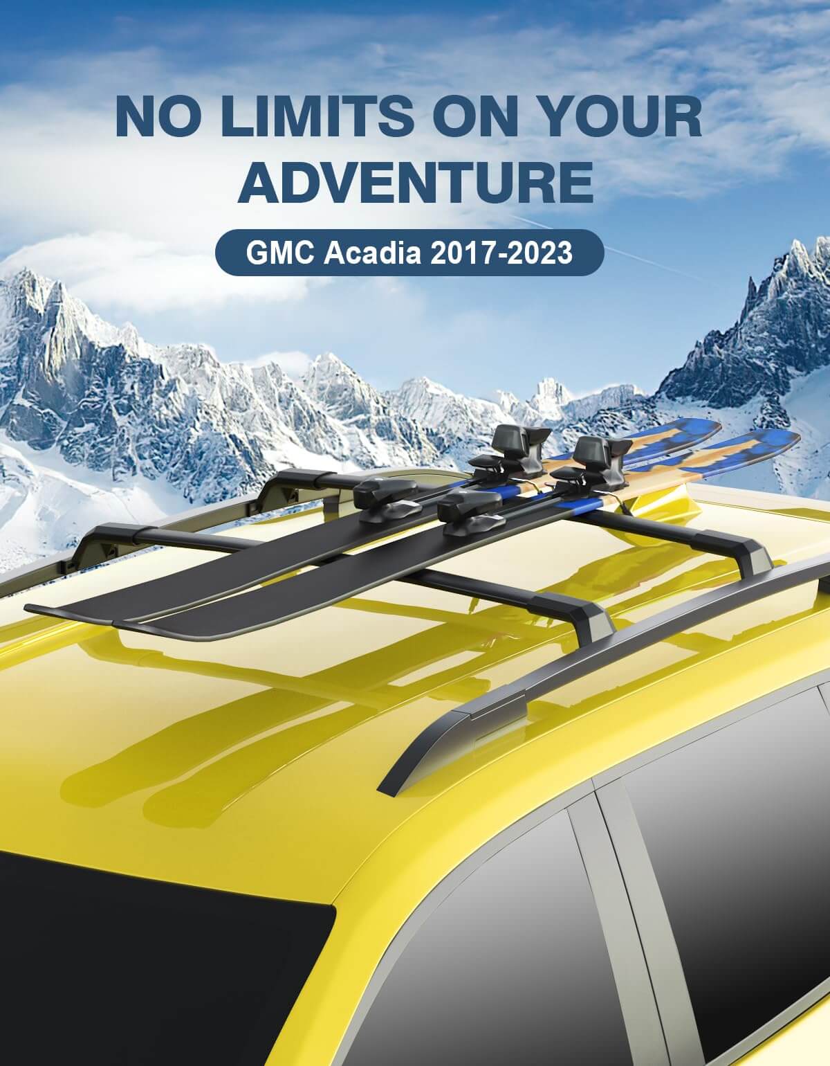 Roof Rack Cross Bars 220lbs Compatible with GMC Acadia 2017 2018 2019 2020 2021 2022 2023(with Raised Rails)