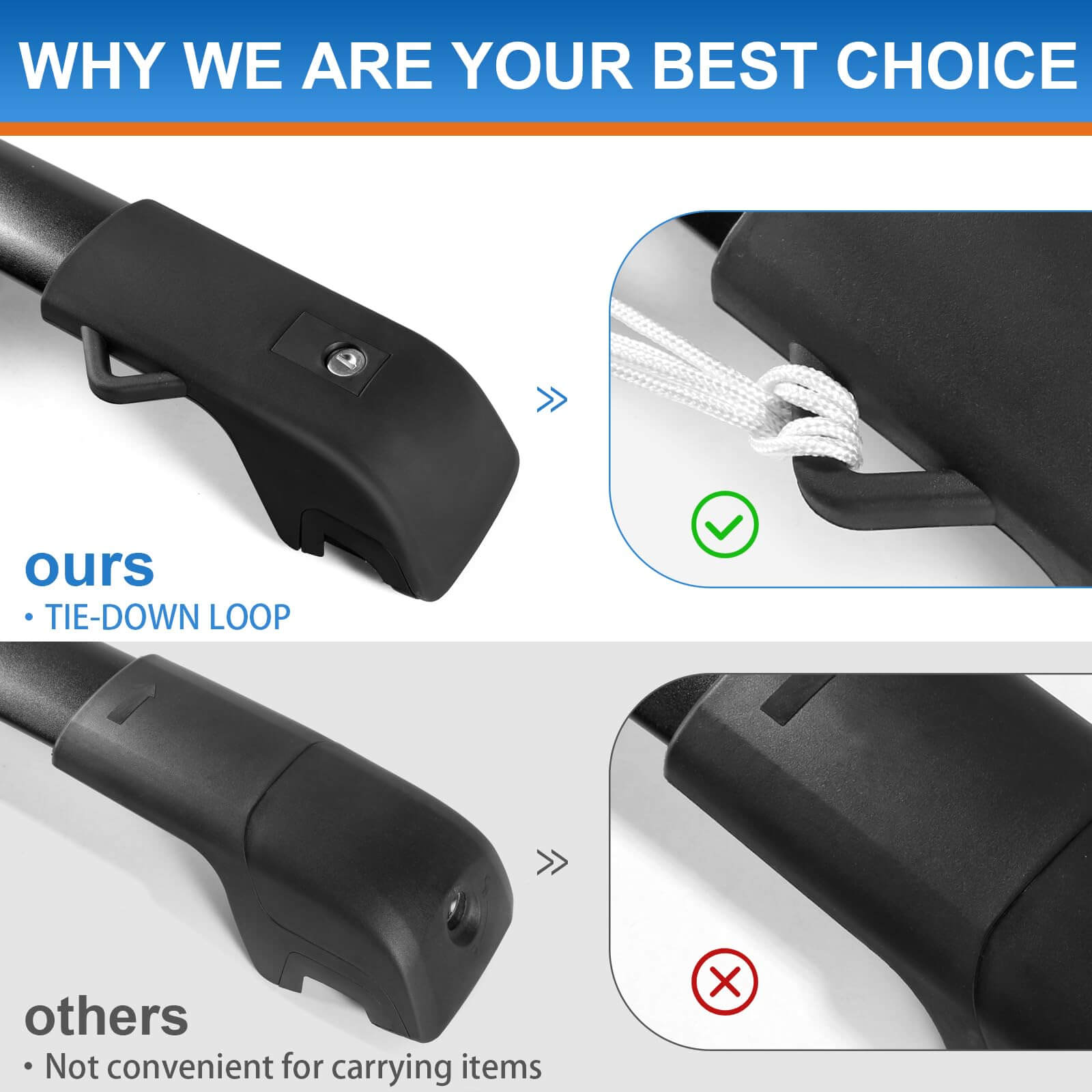 KINGGERI Roof Rack Cross Bars 220lb Fit for Jeep Cherokee 2014-2023, Heavy Duty Lockable Aluminum