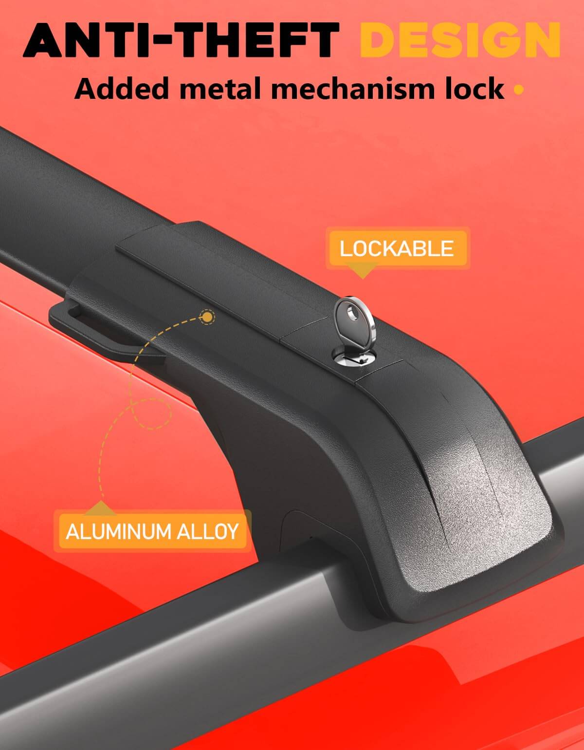 260lbs Lockbale Roof Rack Cross Bars Fit for Volkswagen VW Tiguan 2018-2024 (Not for Limited) & Taos 2022-2024