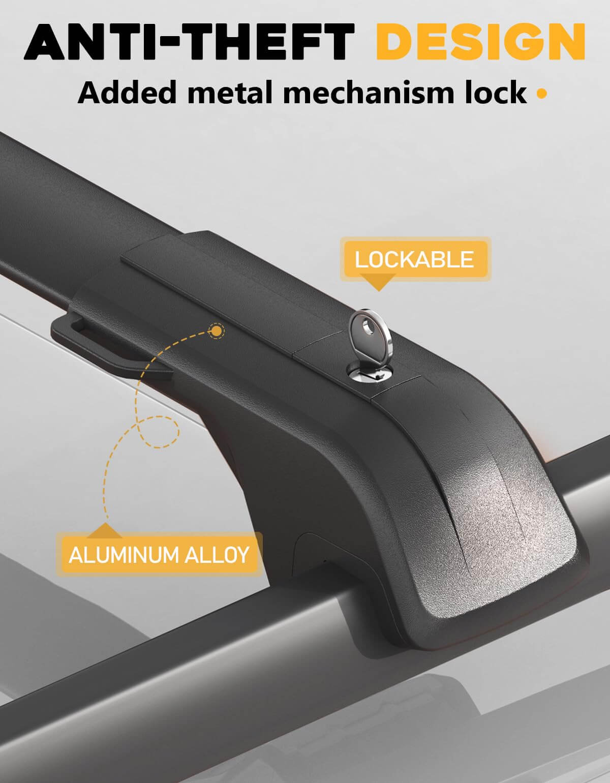 KINGGERI Lockable 260lbs Cross Bars Roof Racks Compatible with GMC Acadia 2017-2023 , All Aluminum Roof Rails Crossbars