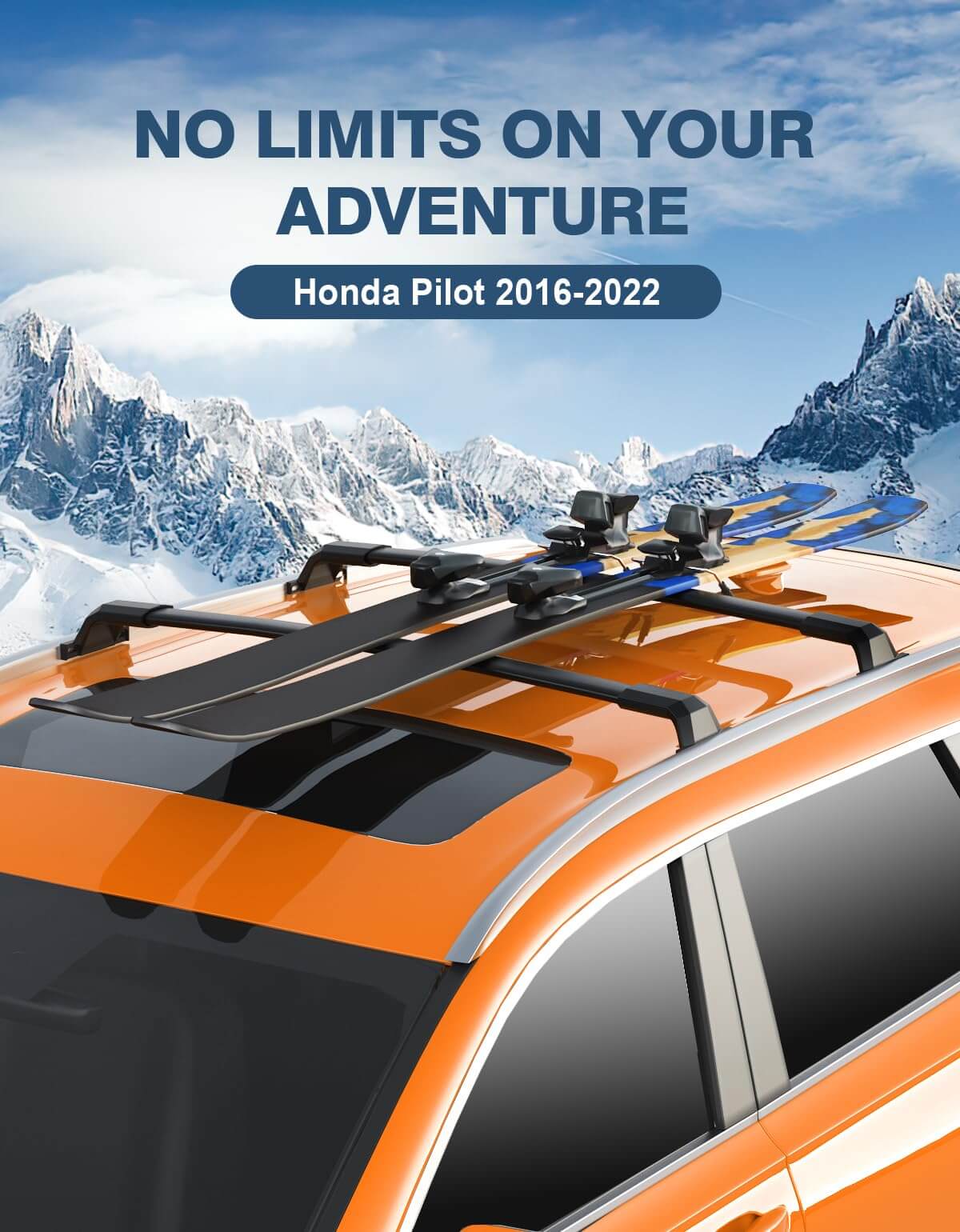Roof Rack Cross Bars 220lbs Compatible with Honda Pilot 2016-2022 with Flush Rails, All-Metal Aluminum Heavy Duty