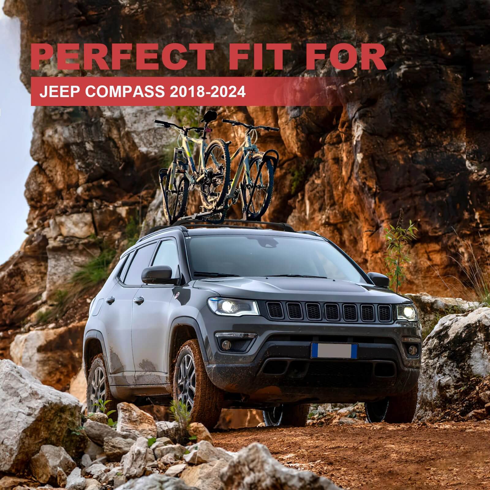 KINGGERI 260lbs Roof Racks Cross Bars Fit for Jeep Compass 2018-2025, Aluminum Heavy Duty Roof Rails Crossbars