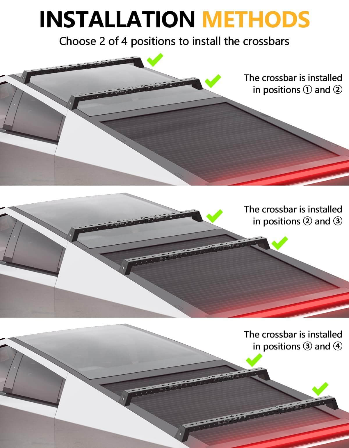 KINGGERI 550lbs Heavy Duty Roof Rack Cross Bars Compatible with Tesla Cybertruck 2024 2025