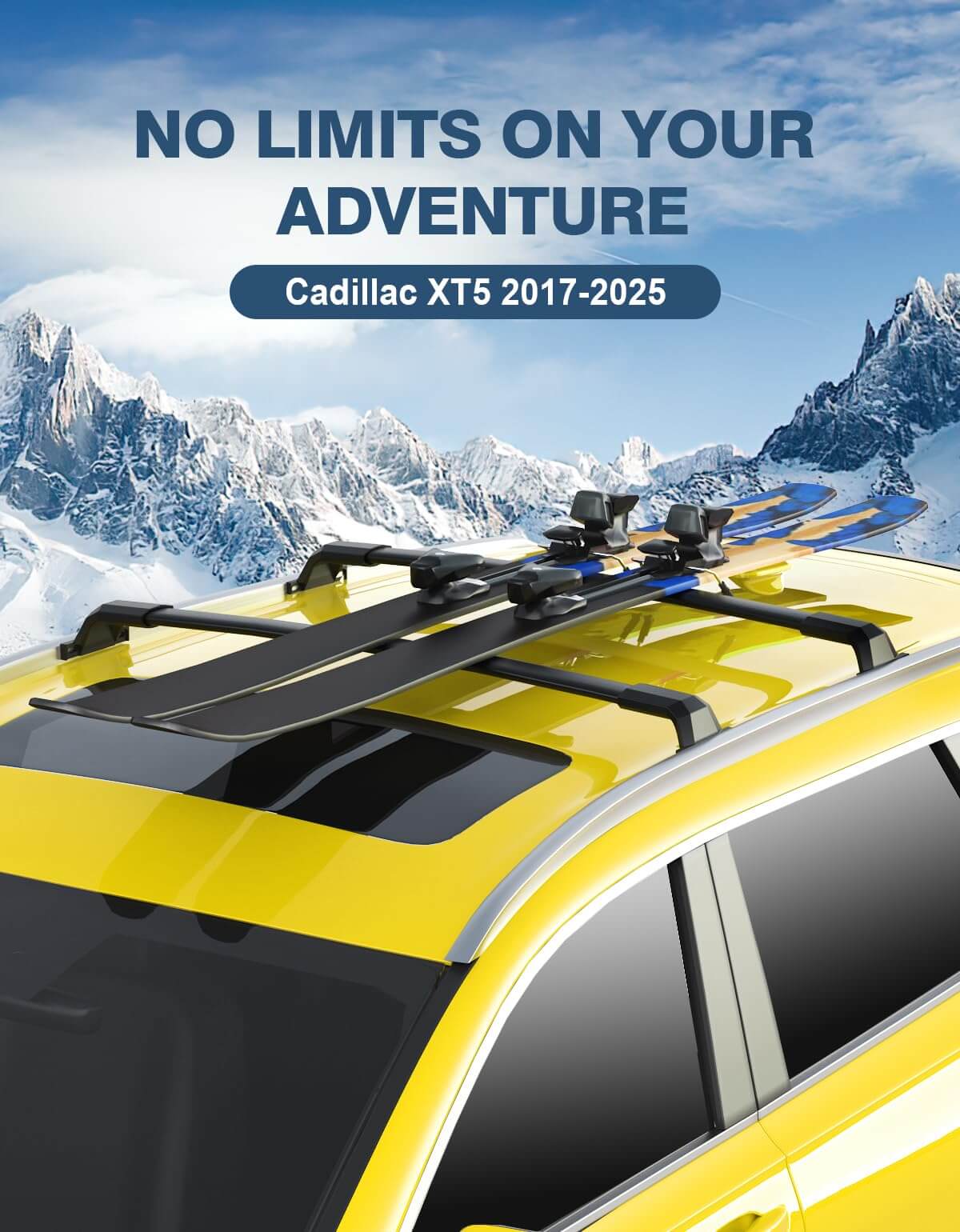 Roof Rack Cross Bars 220lbs Compatible with Cadillac XT5 2017-2025, Heavy Duty All-Metal Aluminum Crossbar