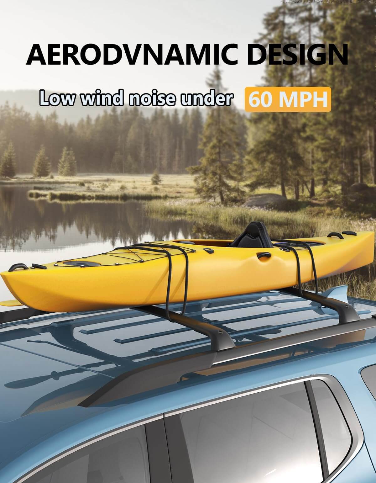 260lbs Lockable Roof Rack Cross Bars Compatible with Chevy Chevrolet Equinox GMC Terrain 2018-2024