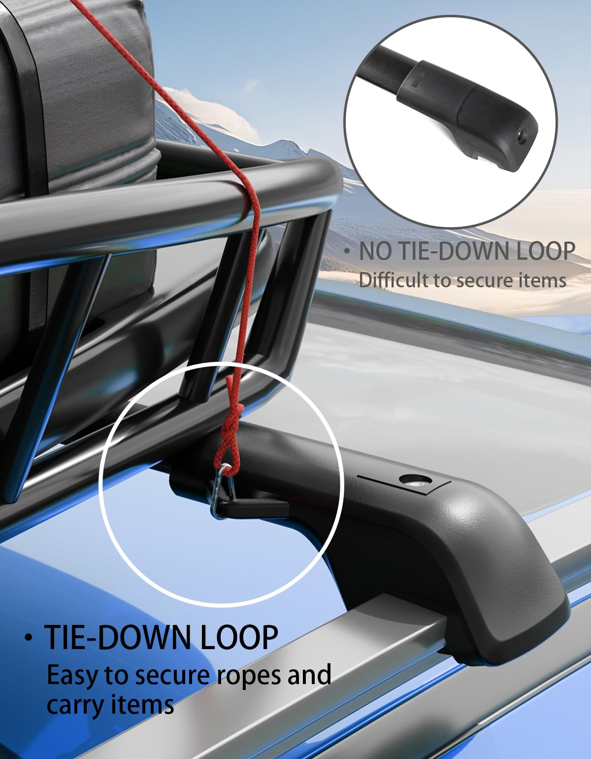 KINGGERI Lockable Roof Rack Cross Bars 220lbs Compatible with 2015-2024 Jeep Renegade (with Raised Side Rails)