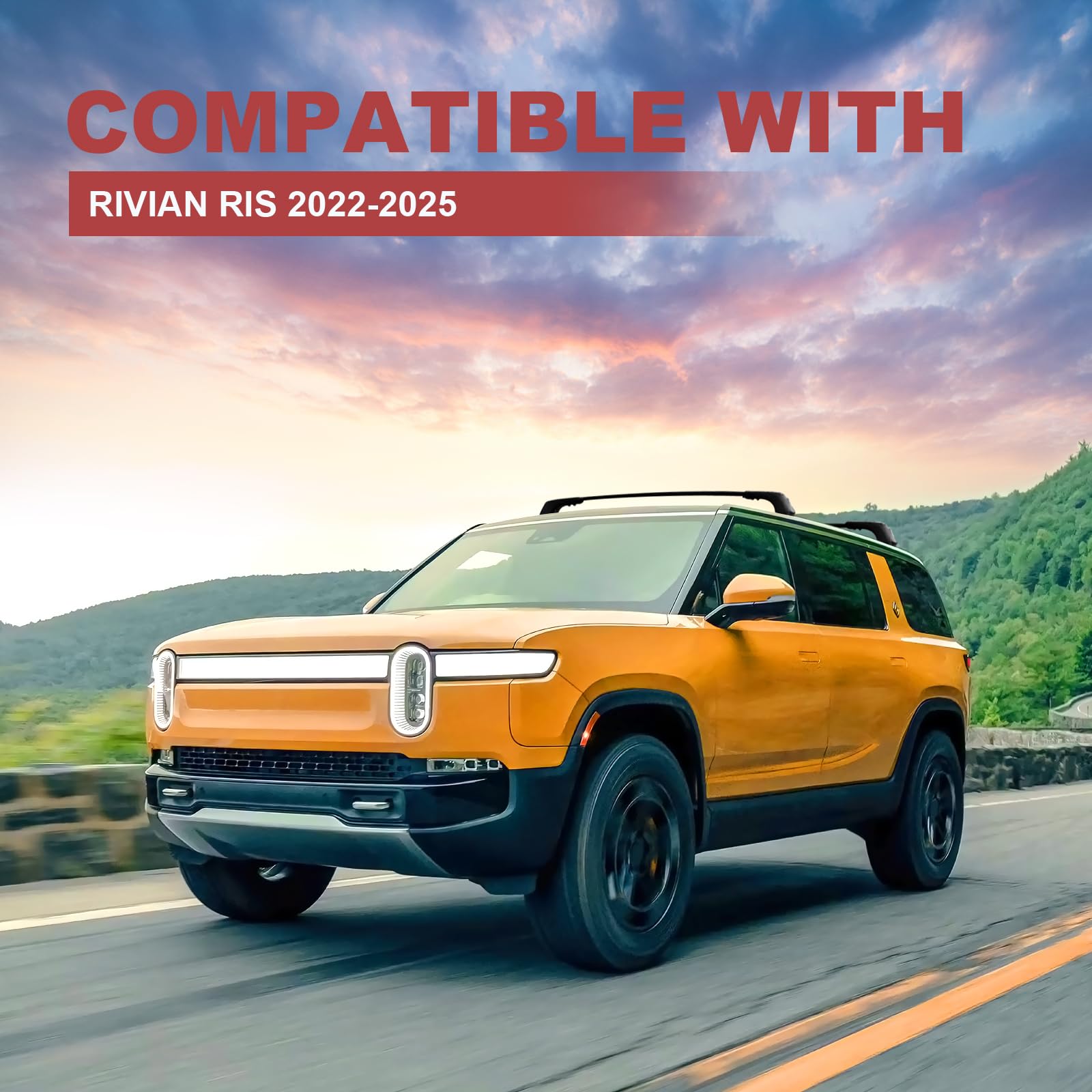 Lockable Roof Rack Cross Bars Compatible with Rivian R1S 2022-2025, Heavy Duty 260lbs Aluminum