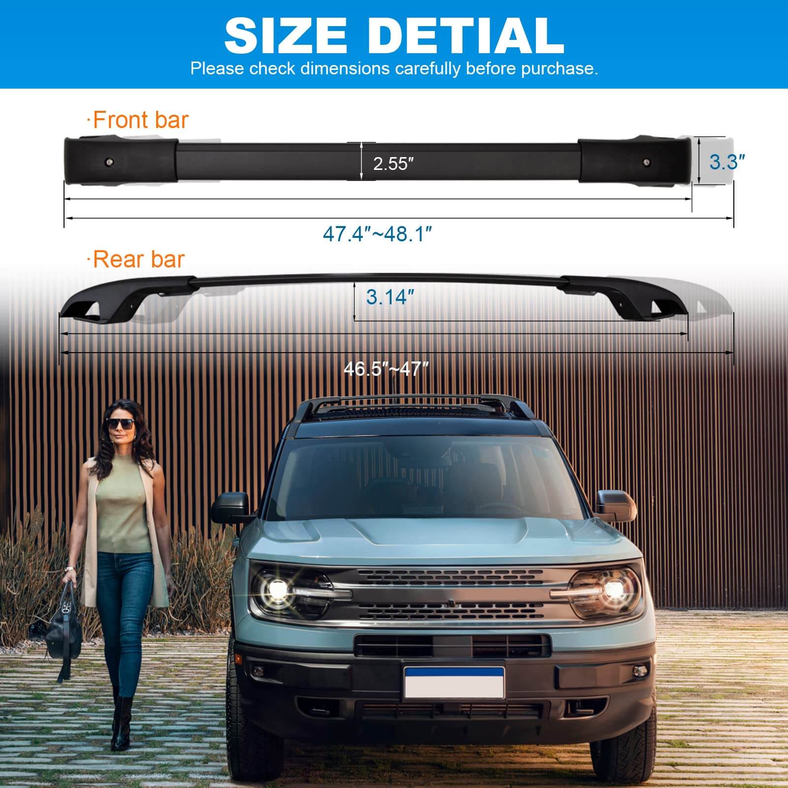KINGGERI Roof Rack Cross Bars Compatible with Ford Bronco Sport on Road Base & Bigbend 2021-2025 & Outer Banks 2021