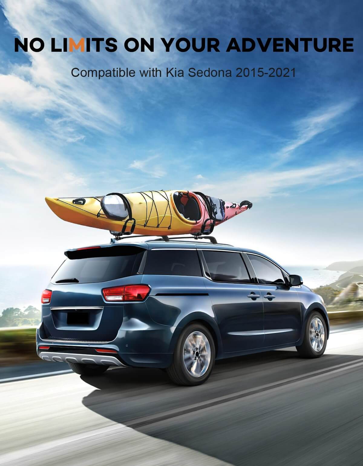 KINGGERI Roof Rack Cross Bars 220lbs Compatible with Kia Sedona 2015-2021,Heavy Duty Aluminum