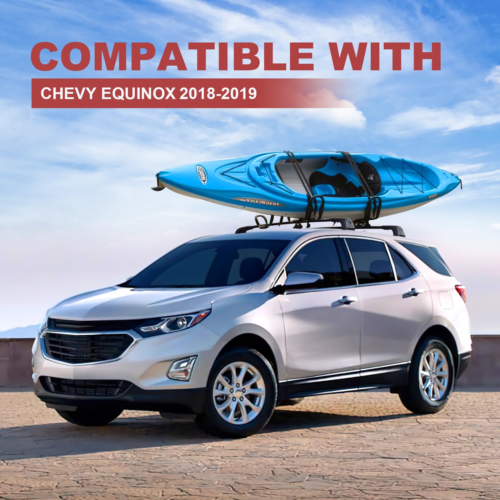 KINGGERI Lockable 260lbs Roof Rack Cross Bars Compatible with Chevrolet Equinox 2018 2019 (Roof Rails with Fixed Point)