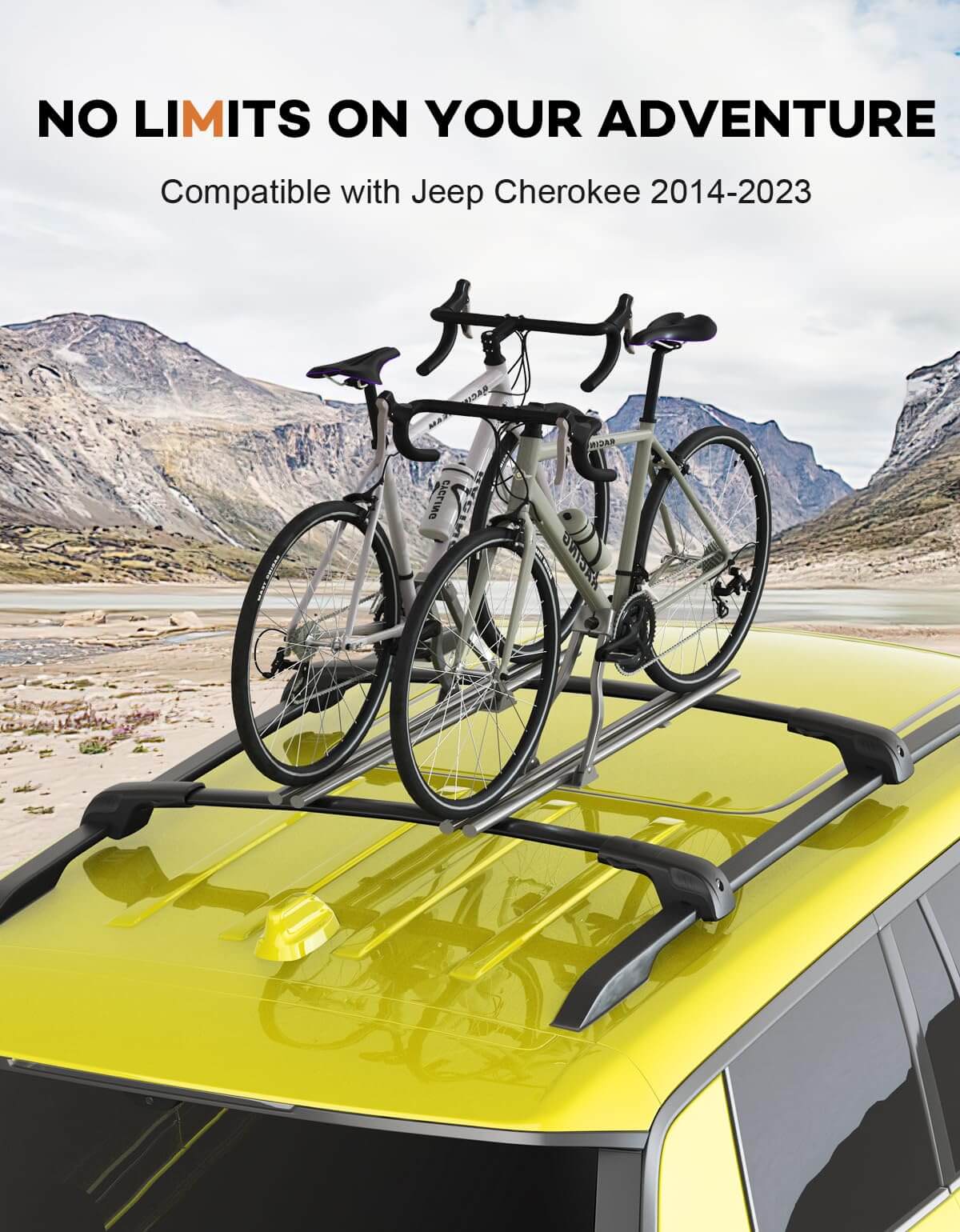 KINGGERI Lockable Roof Rack Cross Bars 220lbs Compatible with Jeep Cherokee 2014-2023